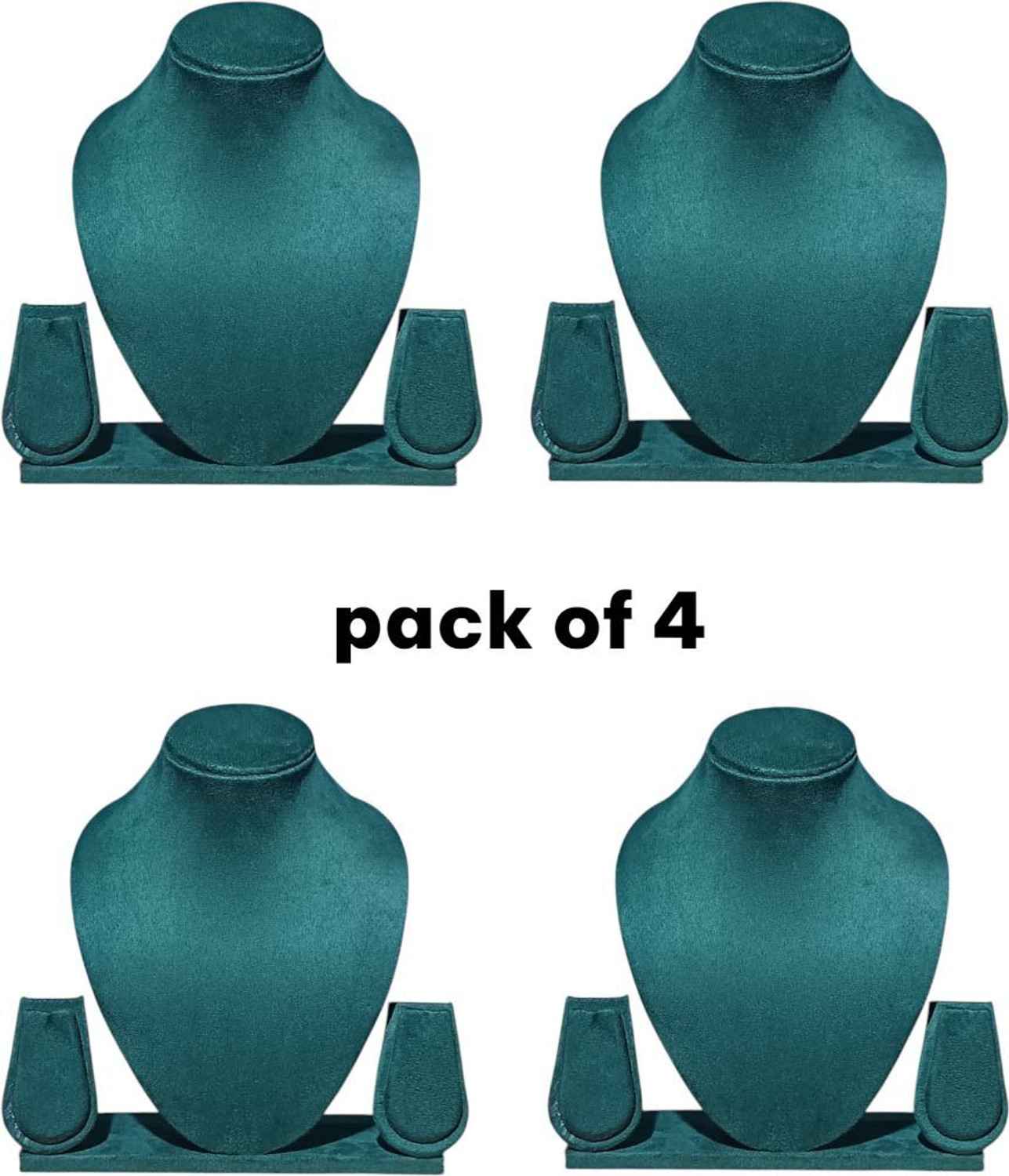 Image of GS Collection 8 inch green suede velvet necklace stand pack of 4 Jewellery Organizer