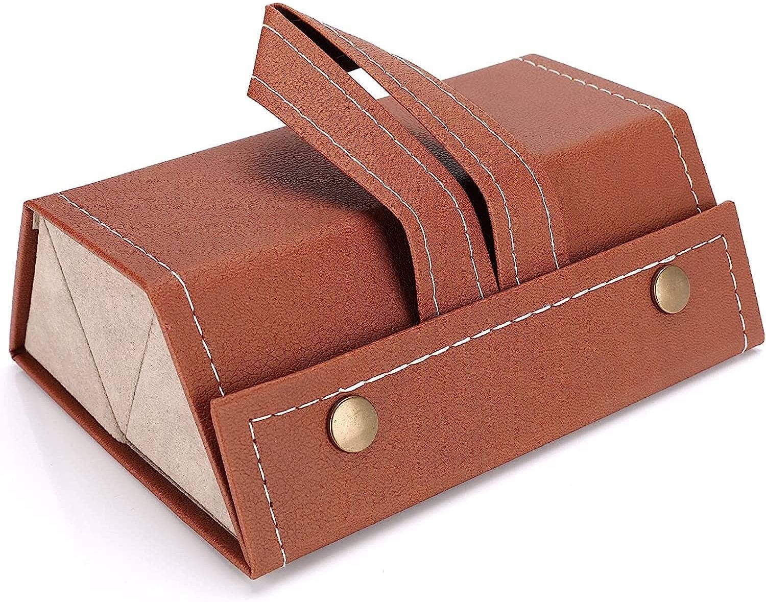 AweStuffs 3 Slots Foldable PU Leather Sunglasses Case Eyeglasses Storage Box for Men Women Accessories Organizer