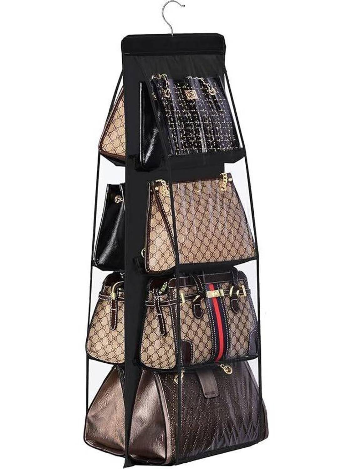 Kafascraft 6 Pocket Foldable Purse Handbag Organizer Hanging Storage Bag with Hook Set 1