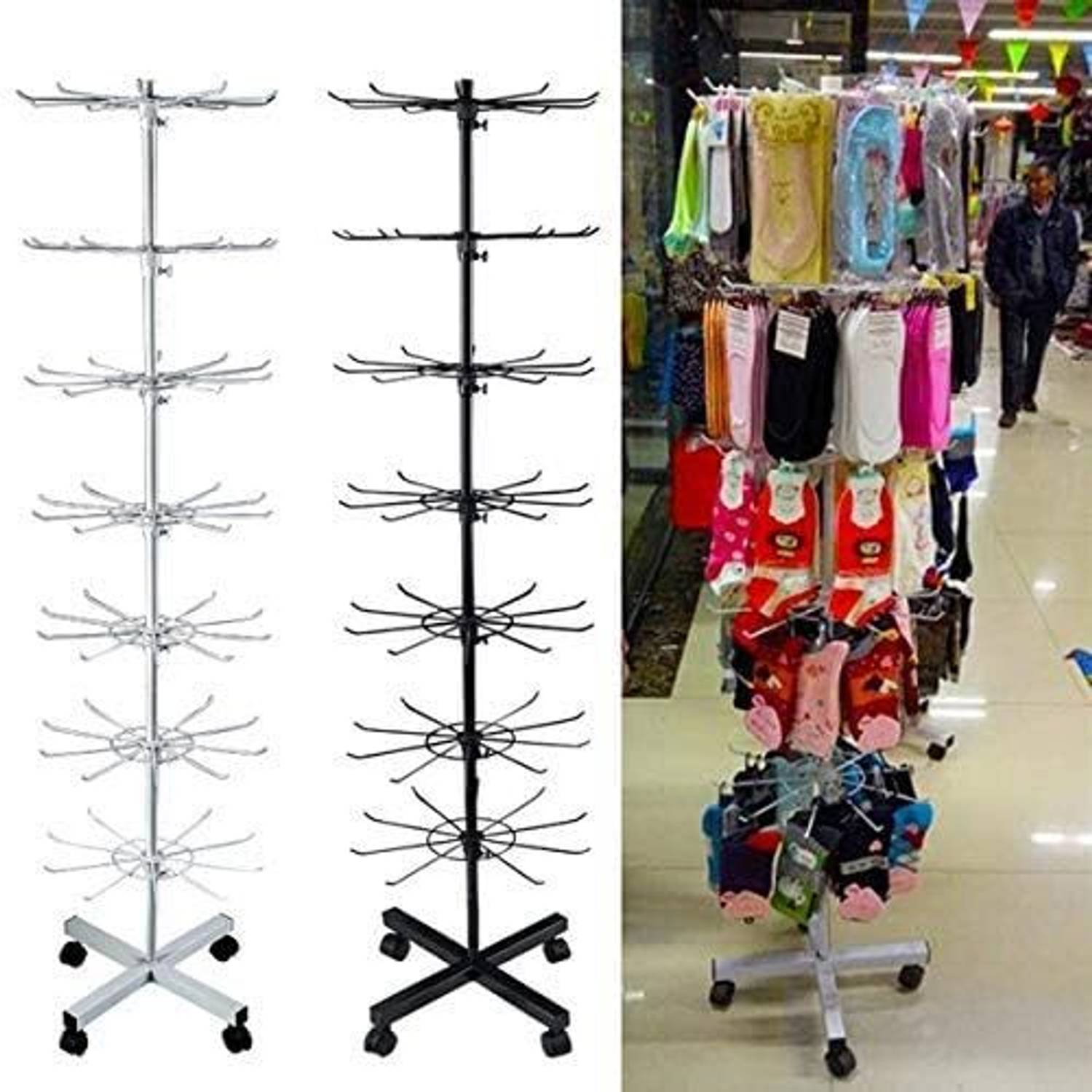 BONTECH 7 Layers Metal Rotating Display Stand for shop Display Stand for Key Chains, Accessories Organizer, Jewellery Organizer, Regular Organizer, Stationery Organizer