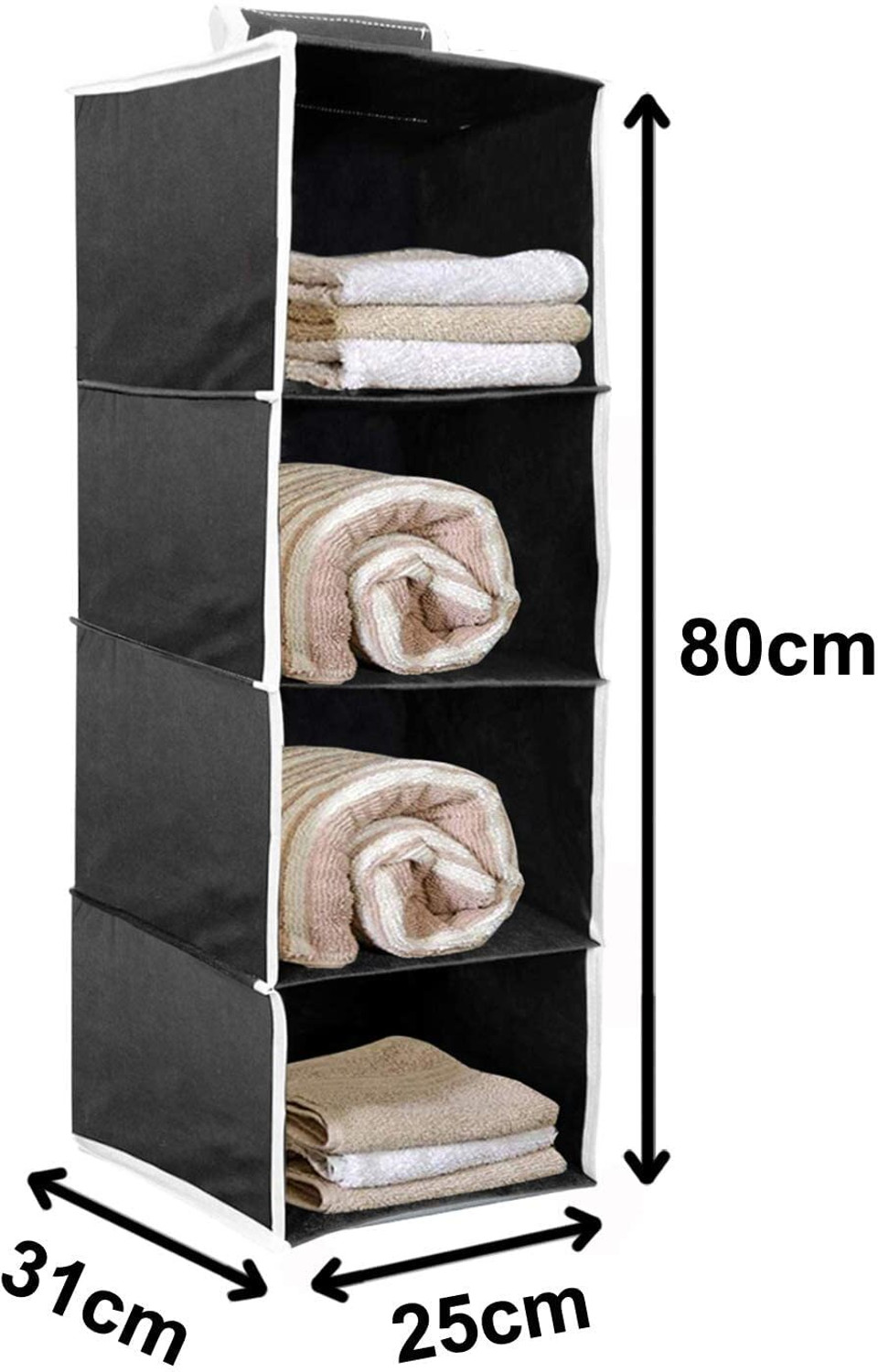 Image of compactcarry Non-Woven 4 Shelf Closet Hanging Organizer /Clothes Storage Wardrobe Almirah Closet Organizer