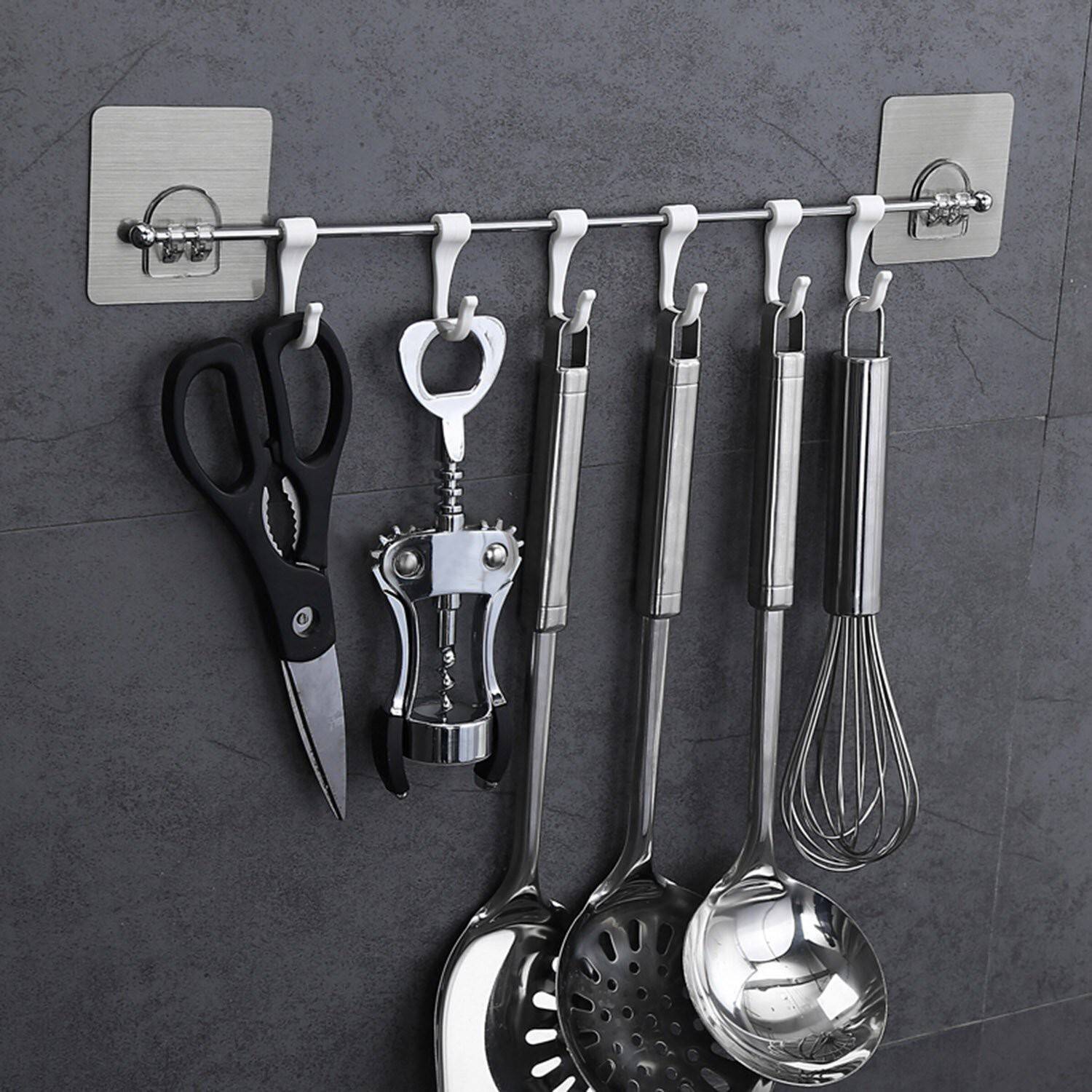 Dreamshop Self Adhesive Stainless Steel Multipurpose Kitchen Accessories Organizer Rack St Door Hanger