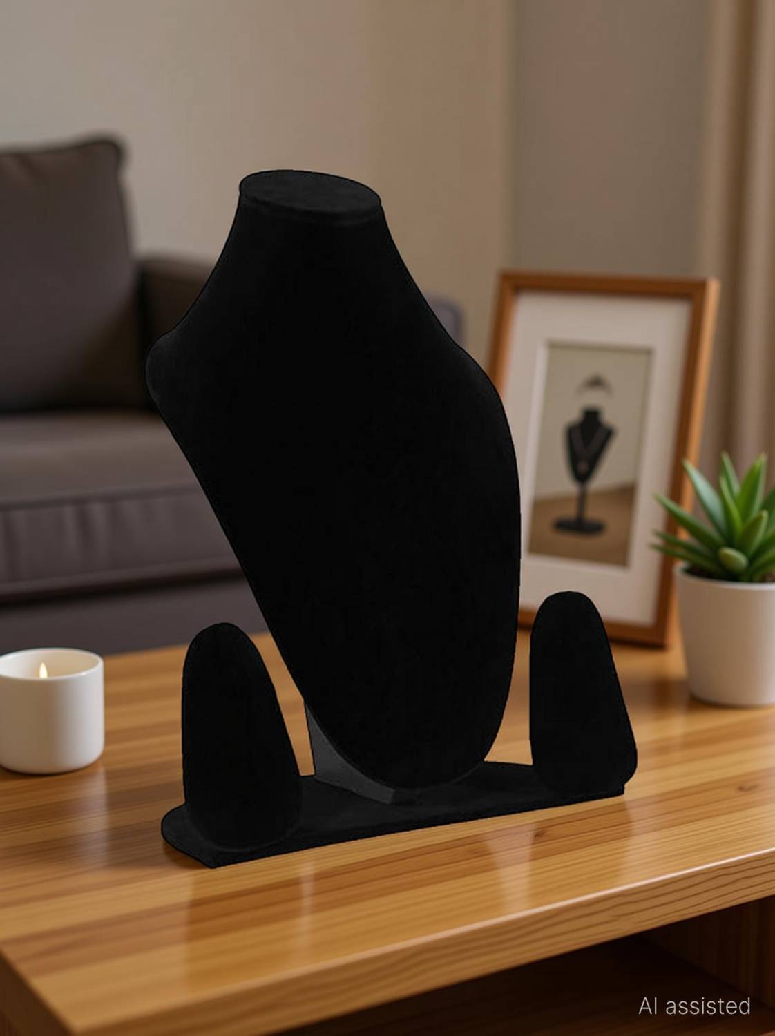 bandhan Jewellery Dummy Black Velvet Finish Necklace Display Stand (15 Inch) Jewellery Organizer
