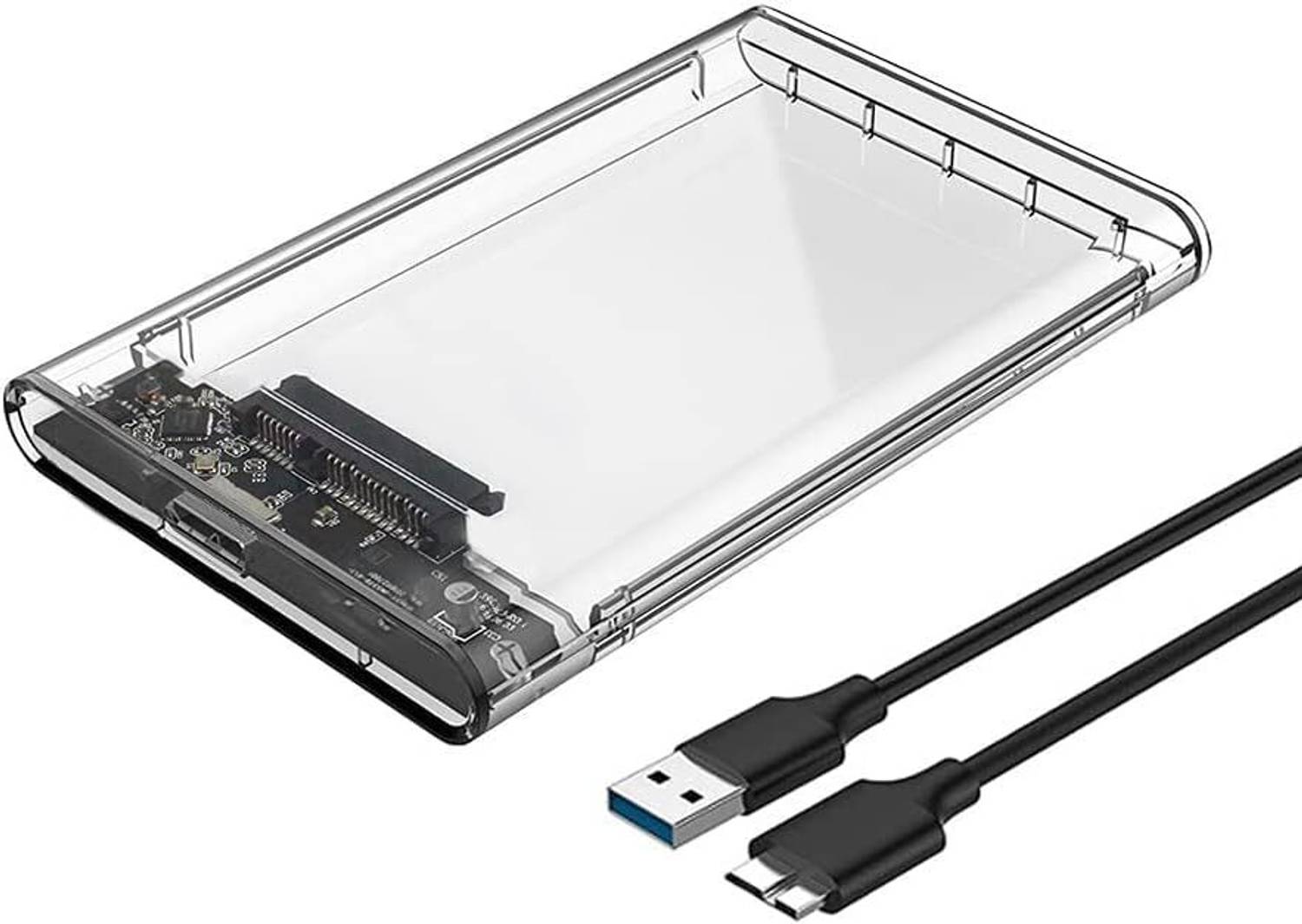 Sancy Enclosure Transparent Case, USB 3.0 to SATA 2.5 inch Shock Resistant Fast Transfer Speed Up to 5 Gbps & Up to 4TB Storage Capacity 2.5 SATA SSD HDD