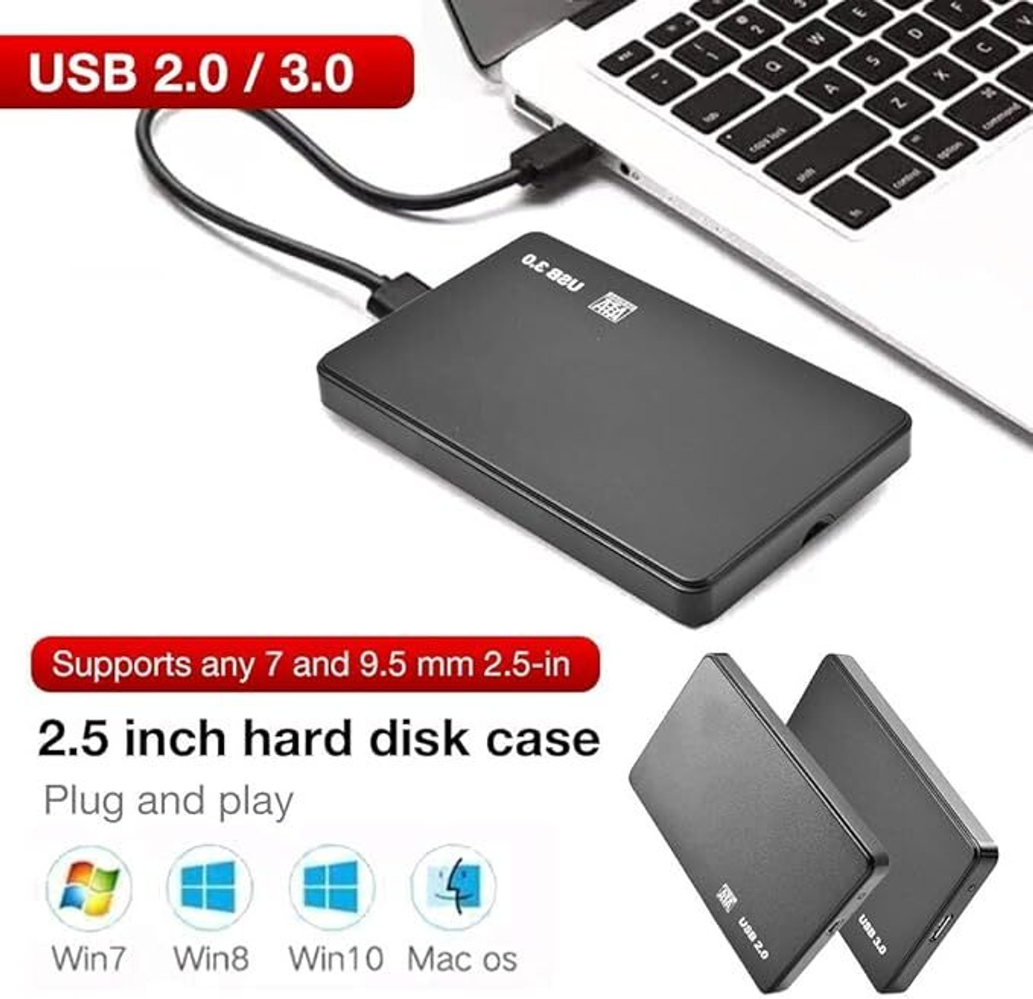 Image of ULTRABYTES 500GB HDD K.U.N 2.5 inch Shock Resistant Portable HDD Enclosure