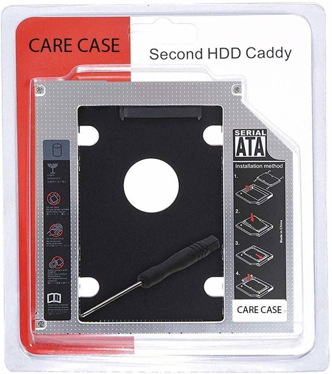 Carecase Optical Bay 2nd Hard Drive Caddy, 9.5 mm CD/DVD Drive Slot for harddrive 2.5 inch Water Proof INTERNAL HARDDRIVE ENCLOSURE