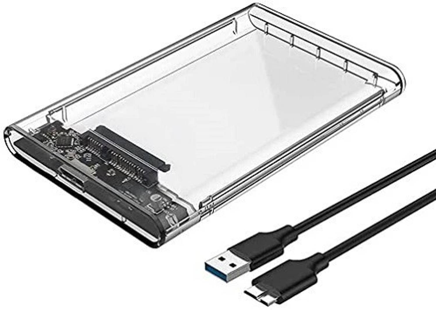 LipiWorld Transparent 2.5 inch Laptop SATA Hard Drive HDD/SSD Enclosure USB 3.0 Sata Case 2.5 inch Shock Resistant Hard Drive Enclosure