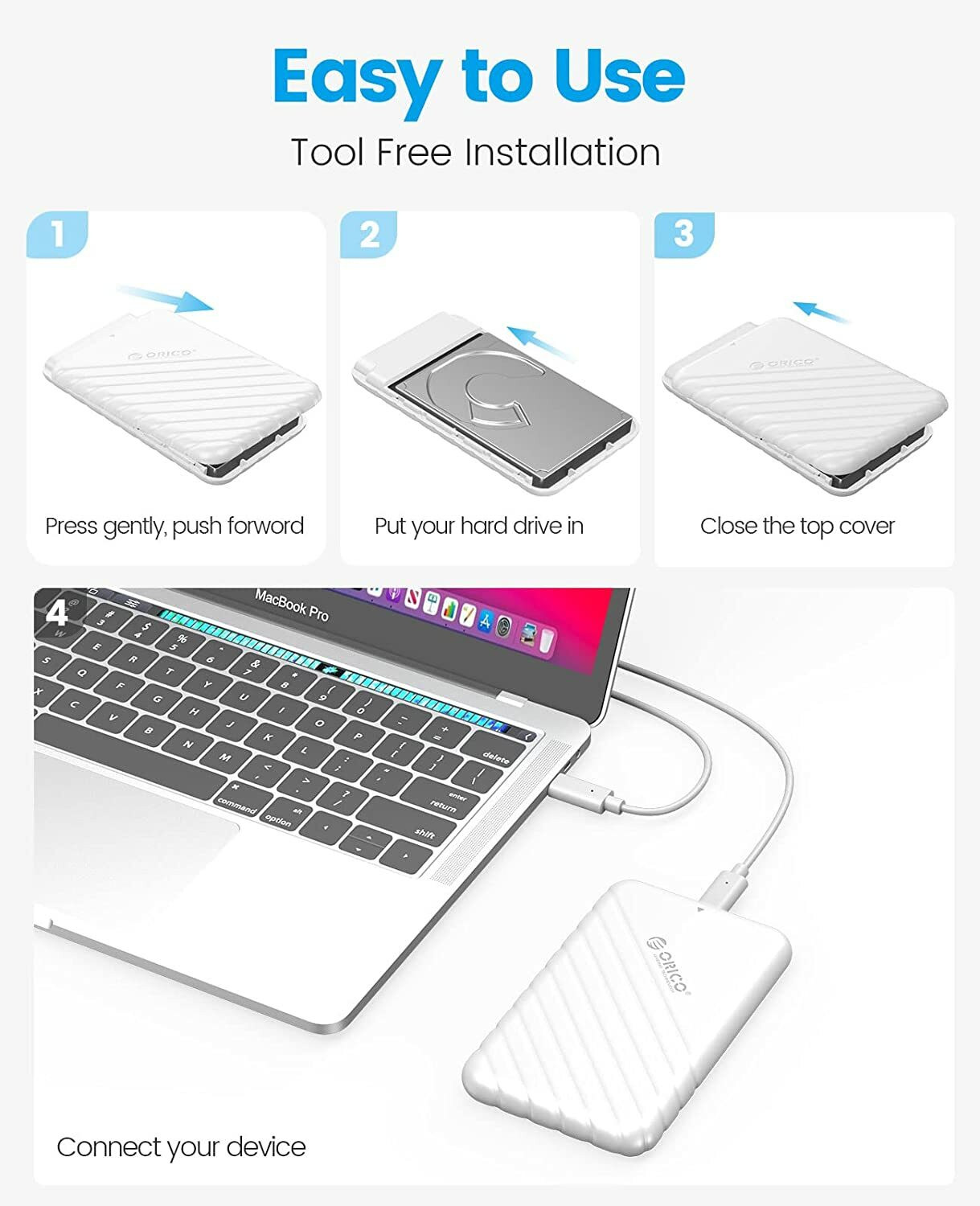 Image of ORICO USB 3.0 to SATA III 2.5 inch Shock Resistant Hard Disk Enclosure