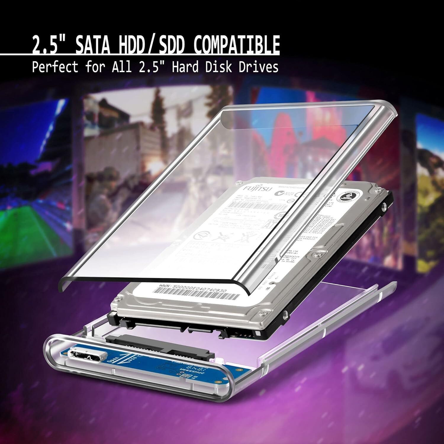 Image of Carecase 2.5 inch SATA Casing USB 3.0 - Portable External Hdd /SSD Transparent Case Cover 2.5 inch 2.5 INCH SATA CASING (For 2.5 inch laptop hdd /ssd, Transperent)