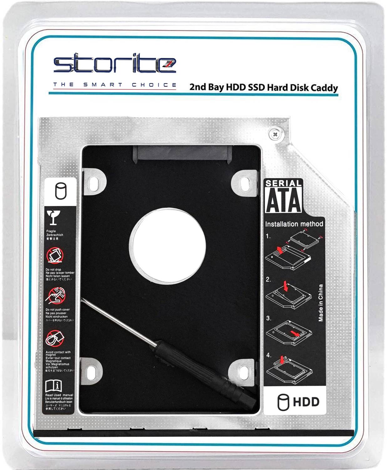 STORITE Universal for CD/DVD Drive Slot (for SSD and HDD) 2.5 inch Shock Resistant Internal Hard 9.5 Drive Enclosure/HDD Caddy 2nd bay
