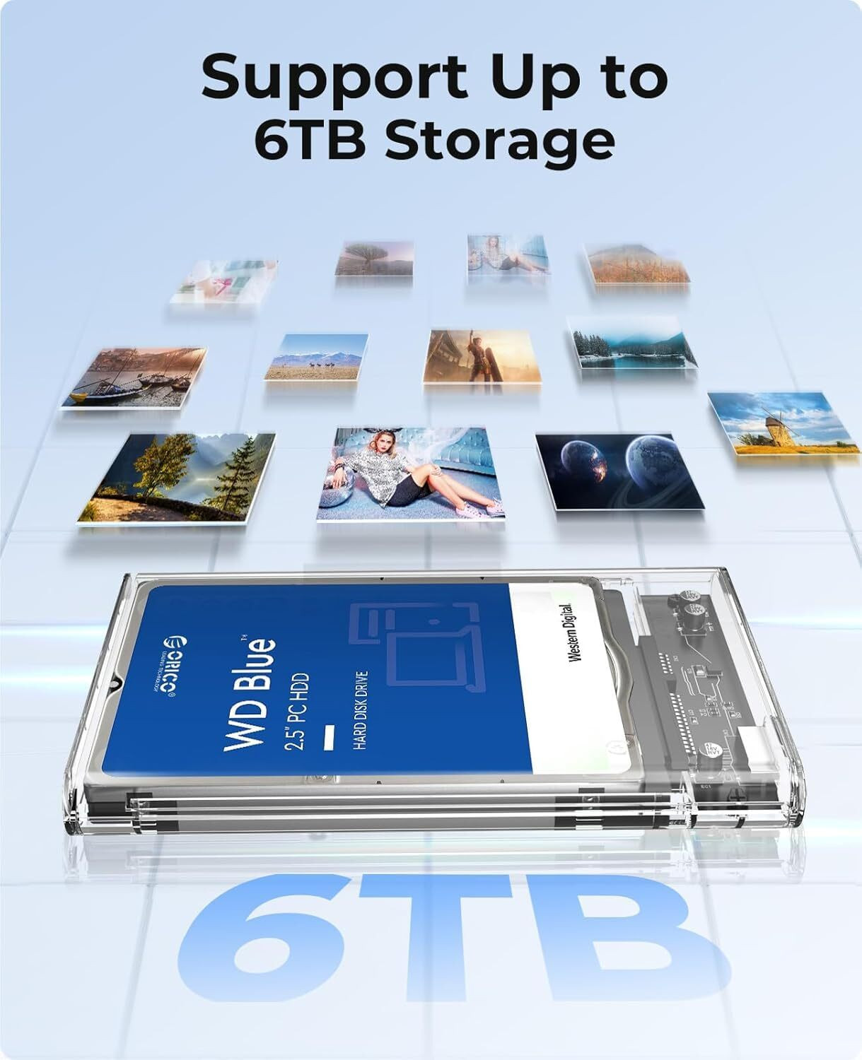 Image of sounce 2.5 inch SATA SSD Enclosure Case USB-C 3.1, Tool-Free, 6Gbps, Up to 1TB 2.5 inch Shock Resistant SSD Enclosure