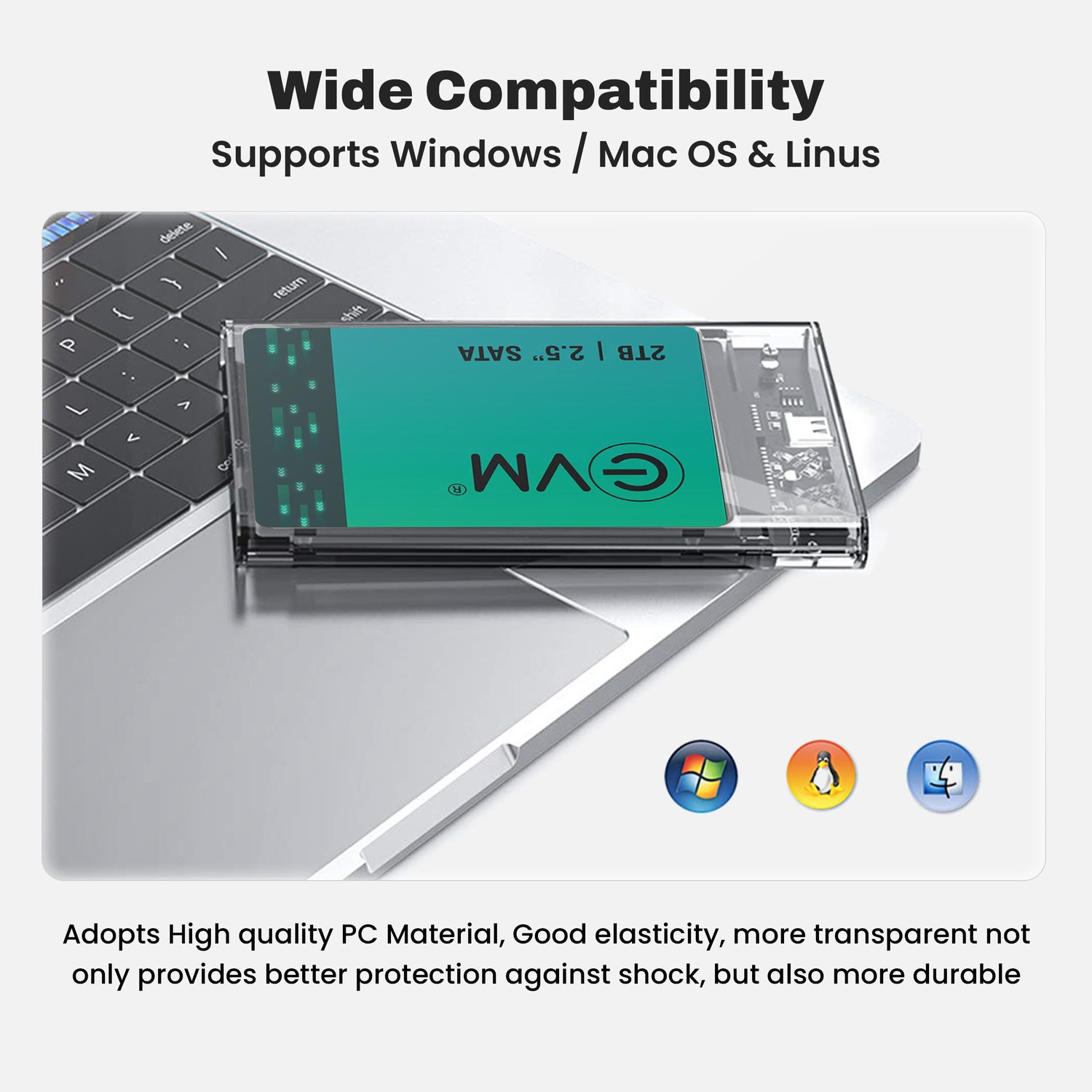 Image of EVM 2.5 inch Type-C SATA Casing High speed USB 3.1 2.5 inch Shock Resistant Internal Hard Drive Enclosure