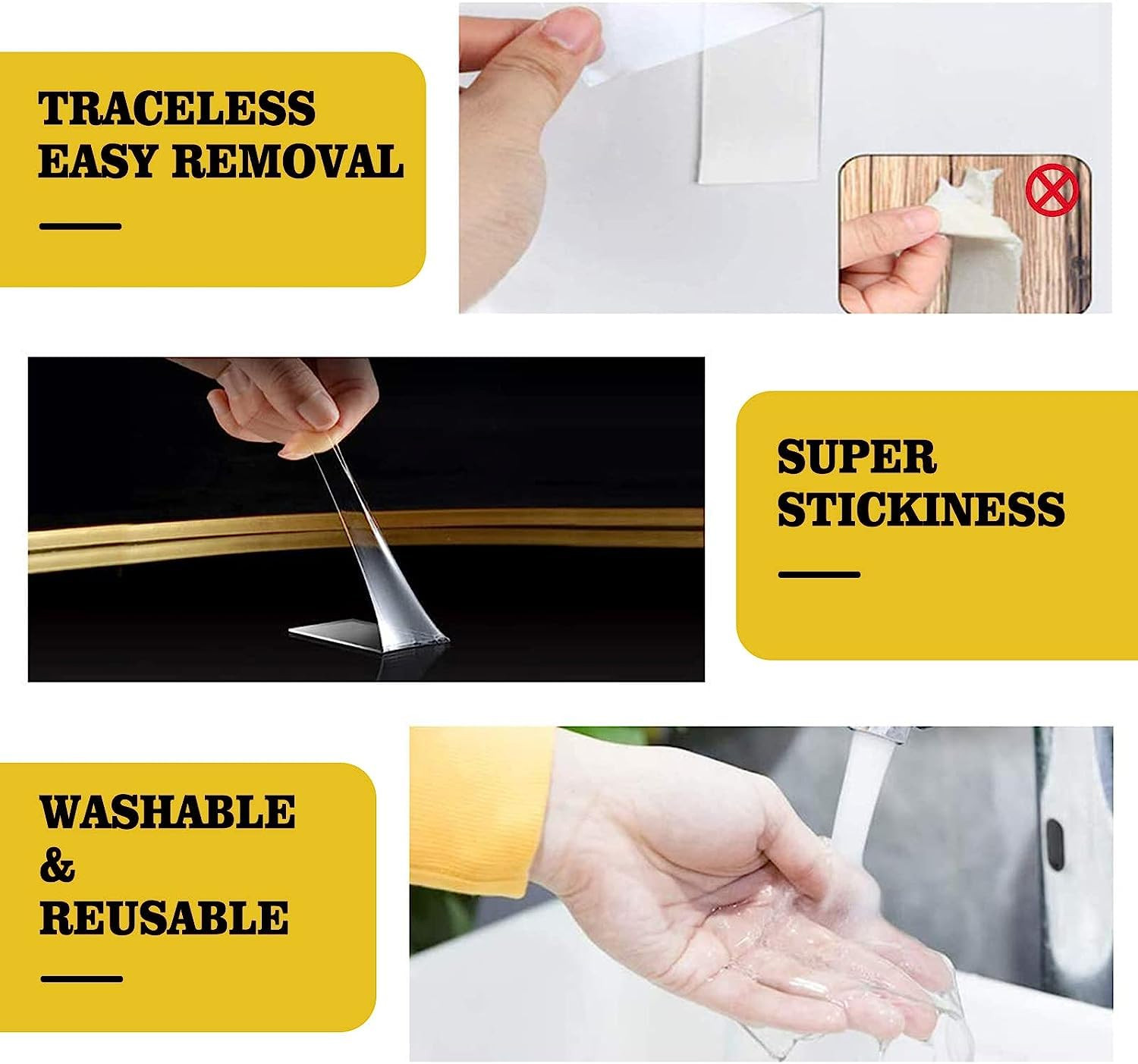 Image of Dfix 3 Meter, 2mm Multipurpose Double Sided Tape Heavy Duty - Adhesive Silicone Tape Double Sided Nano tape (Manual)