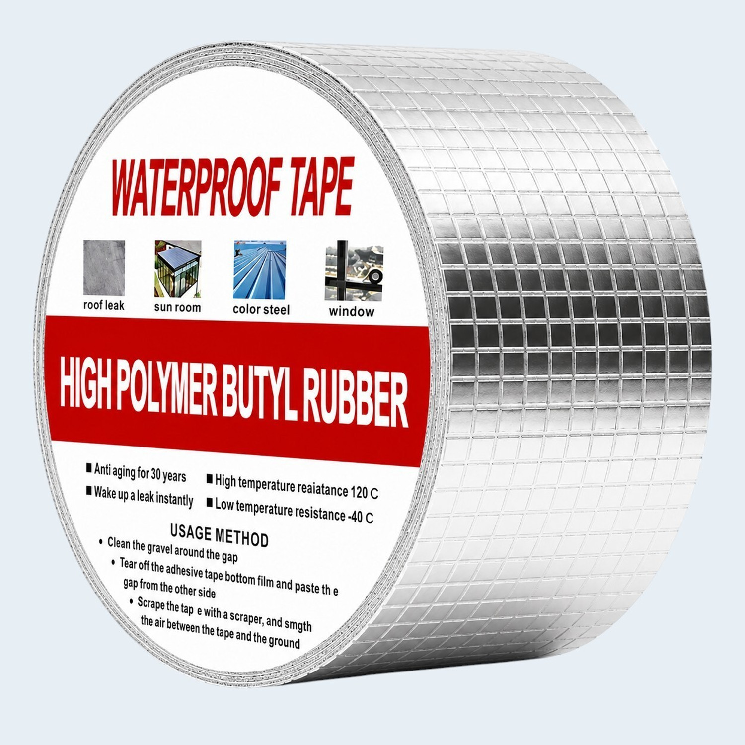 Image of MOSPROS Aluminium Tape Heavy Duty Waterproof Butyl Aluminium Foil Tape 10cm x 5m Silve-ma108 Aluminium Waterproof Tape (Manual)