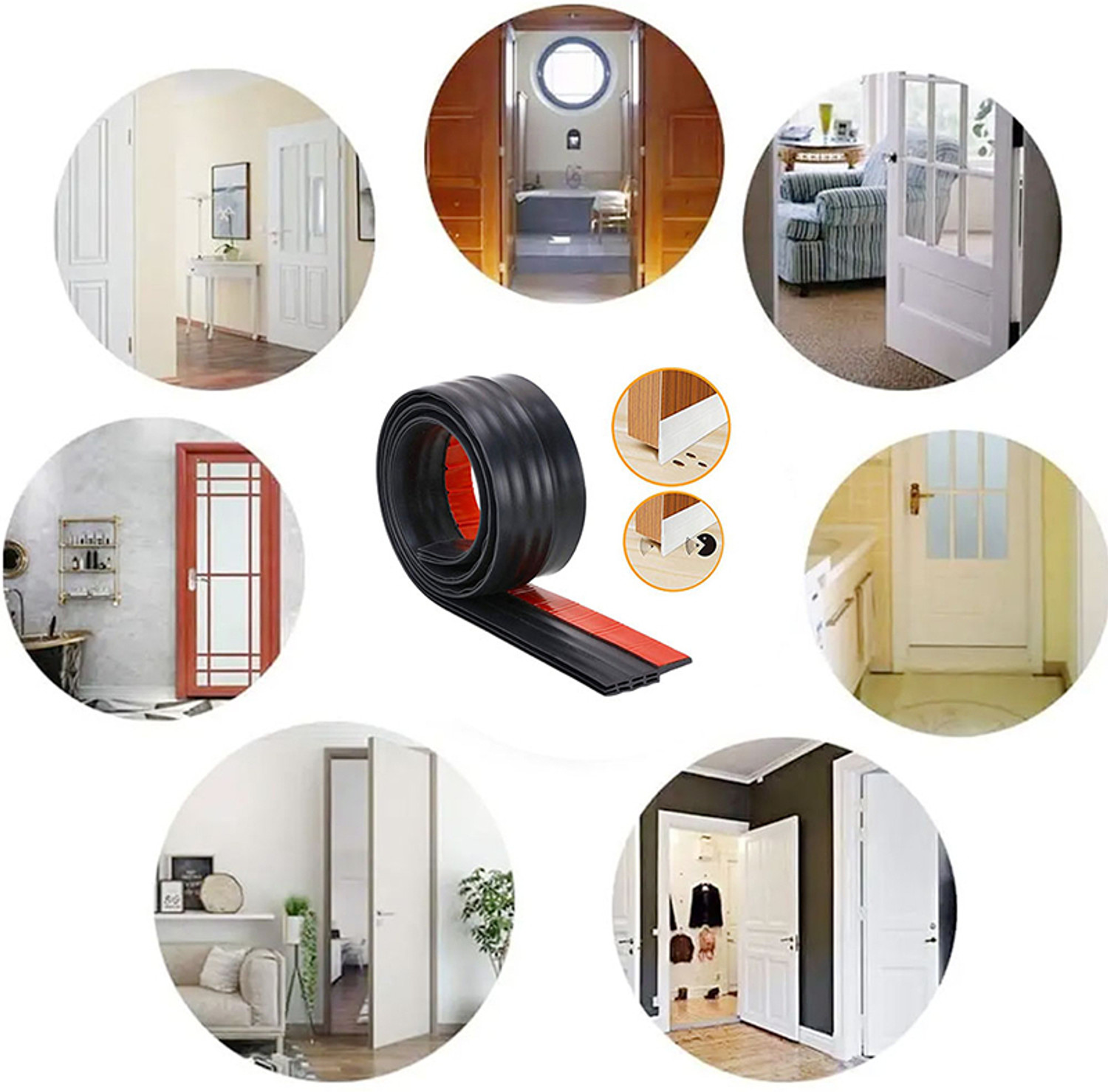 Image of Bellveen Door Gap Sealing Strip, Dust Insulation Weather Stripping Strip Tape 1M Floor Mounted Door Stopper