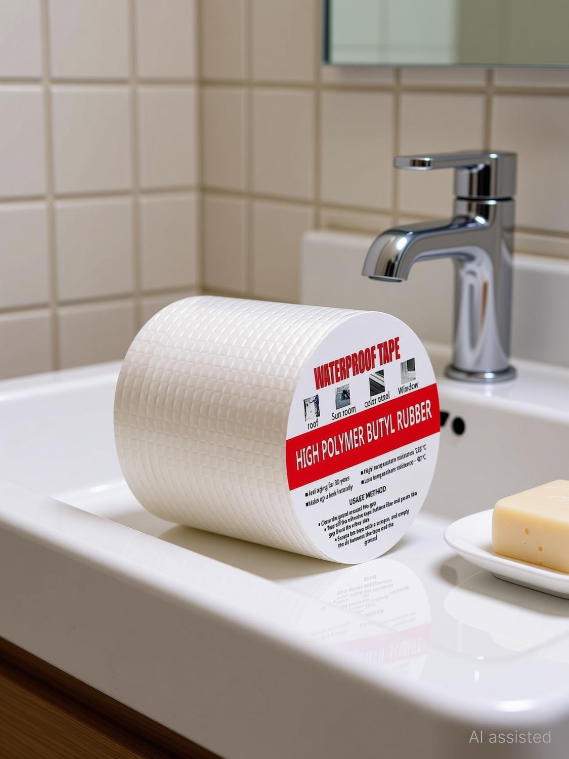 Image of XAMA 4 Inch Super Strong Adhesive Waterproof Tape Suitable for Roof water Leakage, 5 m Butyl Tape