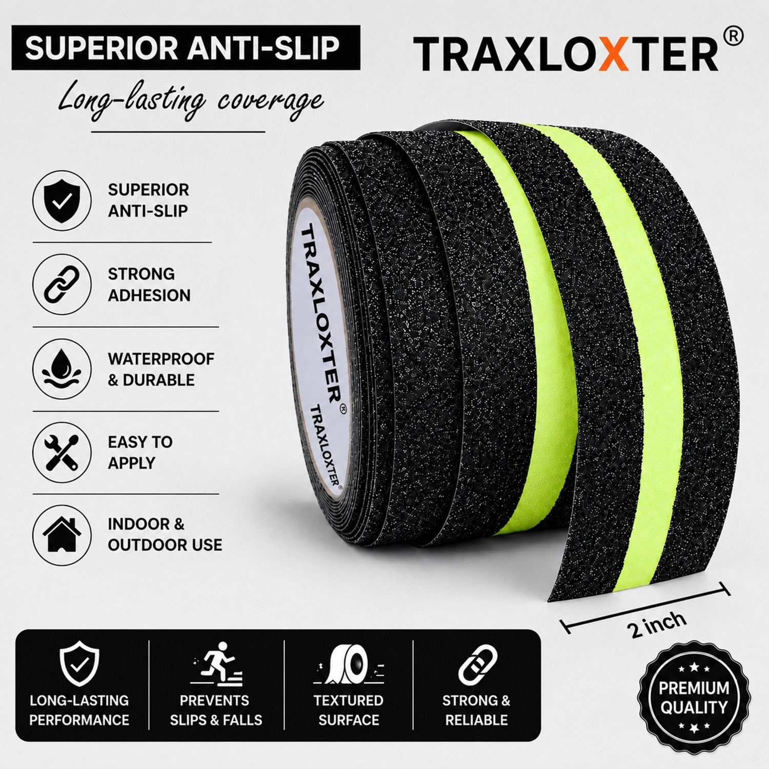 Image of Traxloxter Anti Slip Tape for Stairs & Bathroom | Waterproof Non Skid Grip 5m 5 m Anti Slip Tape