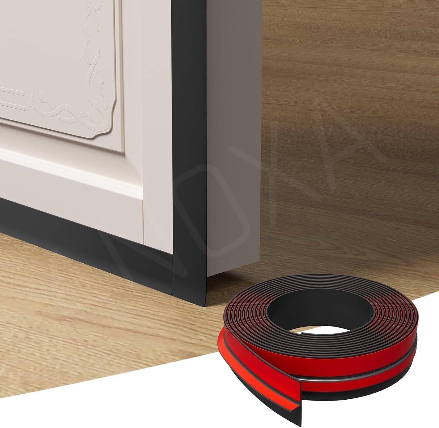 AaruBhakti T-Shaped Black Silicone Seal Strip for Glass Door & Window 3 m Single Sided Tape
