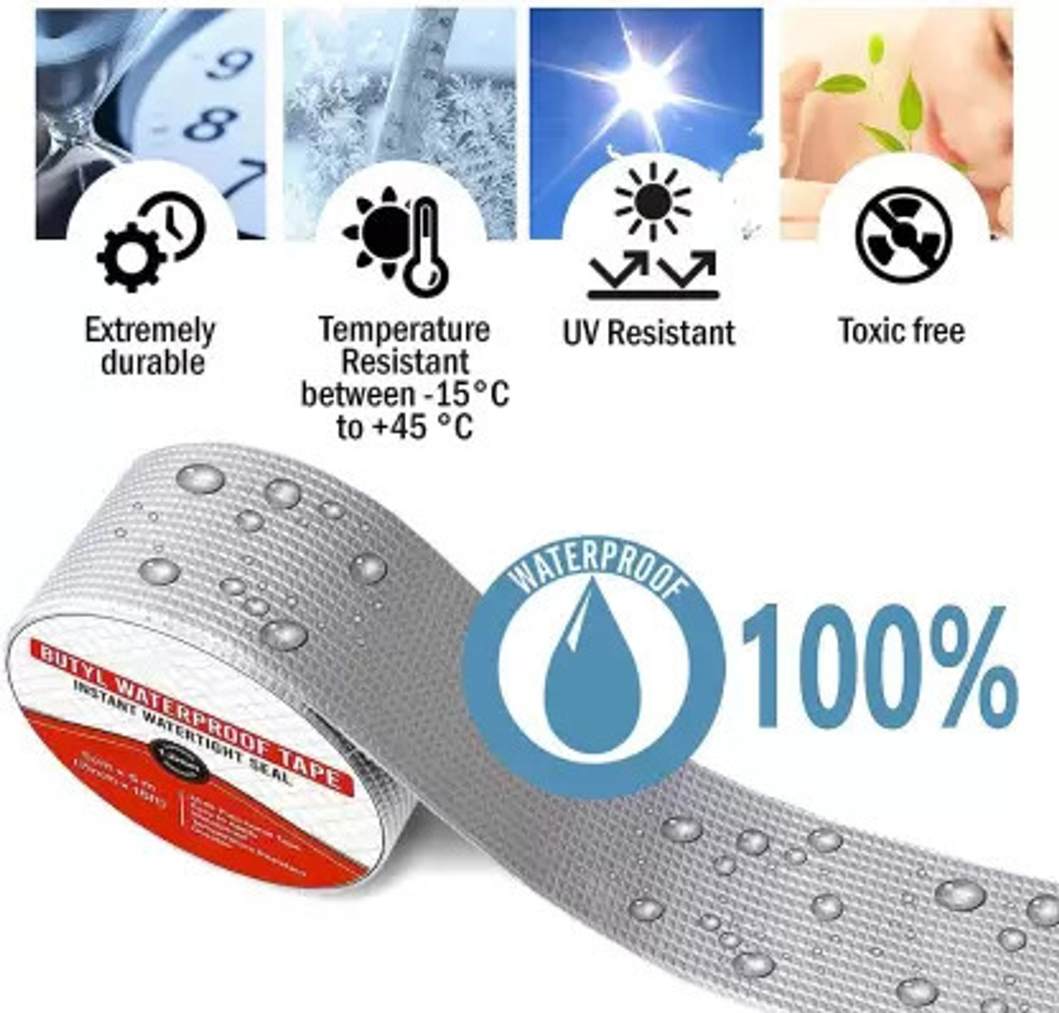 Image of PGK TRADERS Premium Quality Waterproof Leakage Repair Tape for Pipe & Roof Water Tap 5 m Single Sided Tape