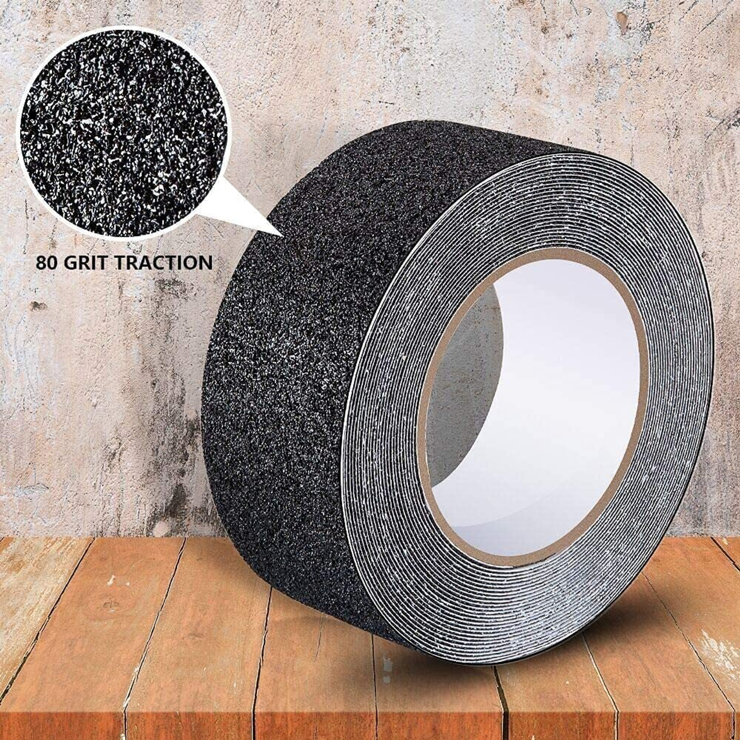 Image of OriwarE Anti-Slip Grip Tape Black Heavy-Duty Non-Skid Grip Tape for Stairs, Waterproof, Indoor /Outdoor. (Manual) (Set of 1, Black)