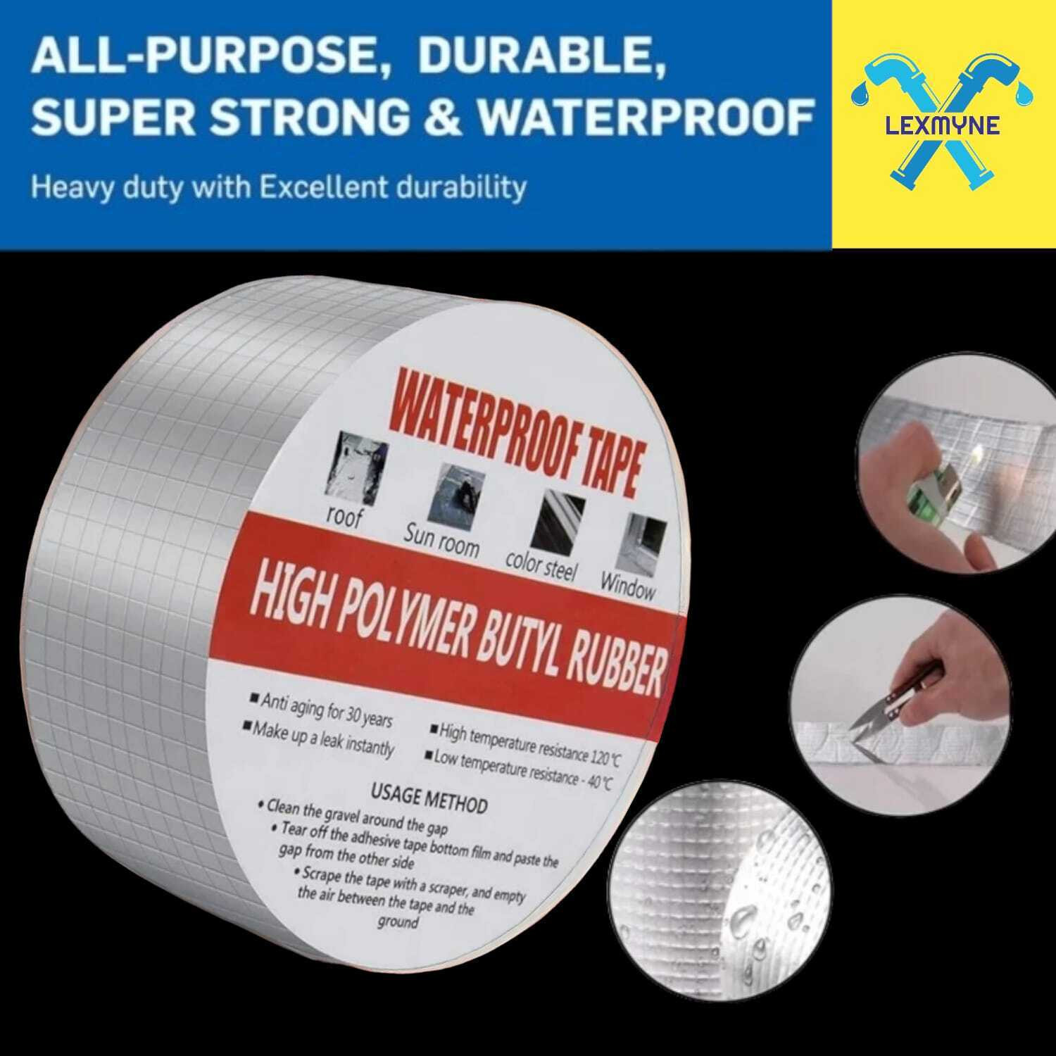 Image of SIDGO Super Waterproof Tape For Leakage Repair Pipe Duct Adhesive Sealant Heavy Tape 5 m Butyl Tape (Silver Pack of 1)