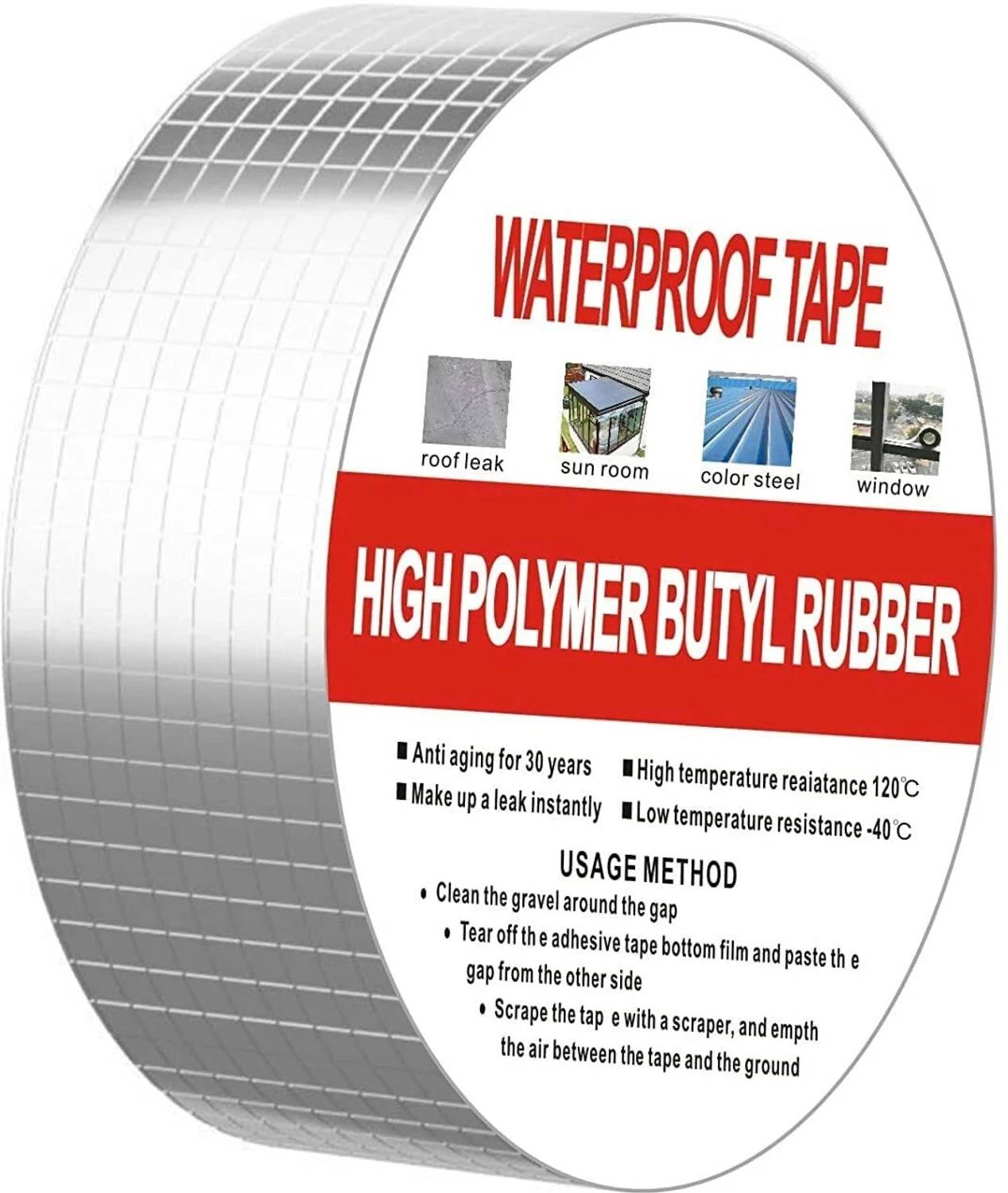 AweStuffs Leakage Repair Waterproof Tape Aluminum Foil tape 500 cm Butyl Tape