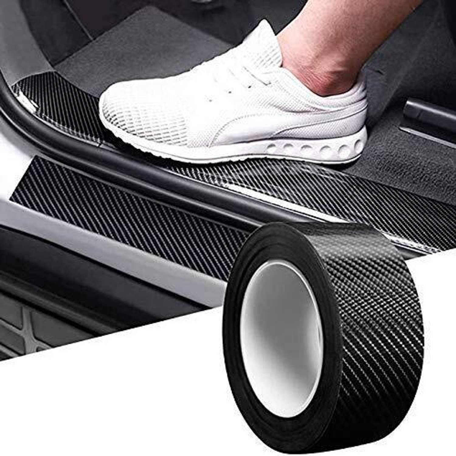 Akl High Gloss Anti Scratch Black Carbon Fiber Paint Protection Film Tape for Car 500 mm x 5 m black Reflective Tape