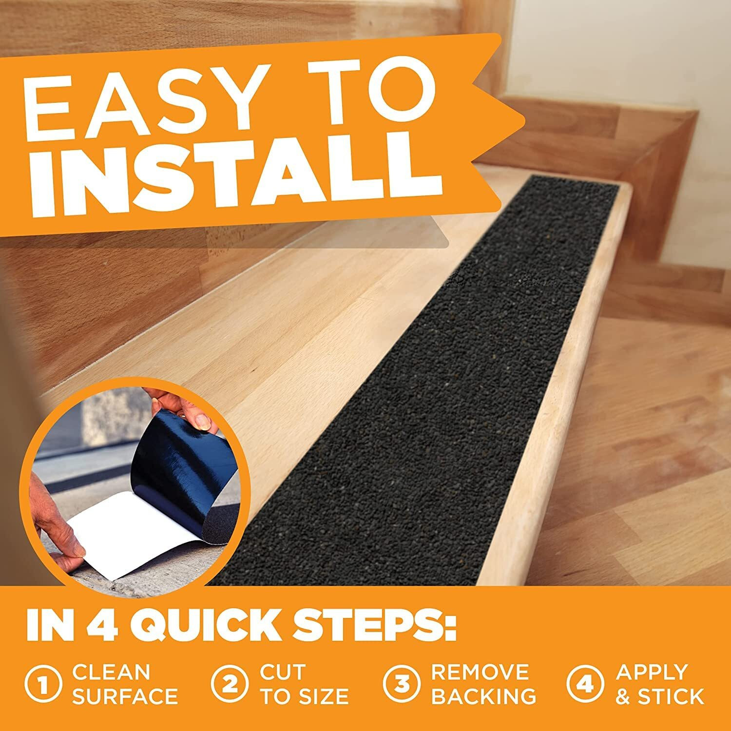Image of OriwarE Anti-Slip Grip Tape Black Heavy-Duty Non-Skid Grip Tape for Stairs, Waterproof, Indoor /Outdoor. (Manual) (Set of 1, Black)