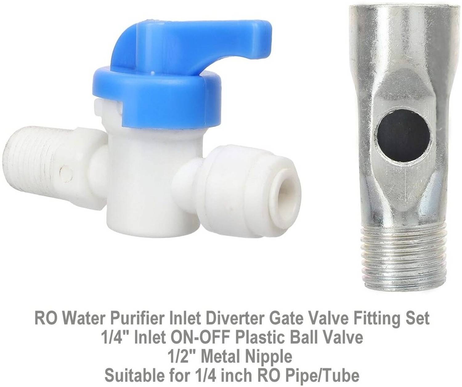 BALRAMA RO Service Steel Inlet Ball Valve Set 1/4" + Brass Metal Connector for Connection of Ro/Uv Water Purifiers with Raw Water Tap Solid Filter Cartridge
