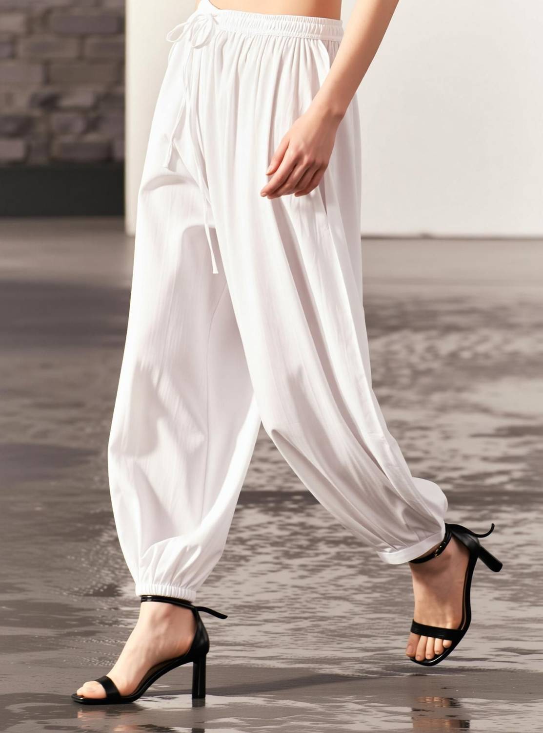 Kate Pretty Solid Cotton Women Harem Pants - Image 4