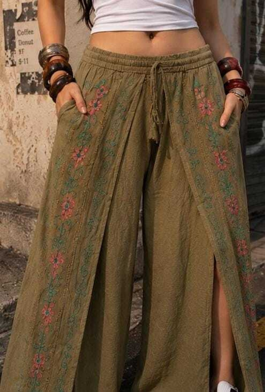Image of Asteva Embroidered Cotton Women Harem Pants
