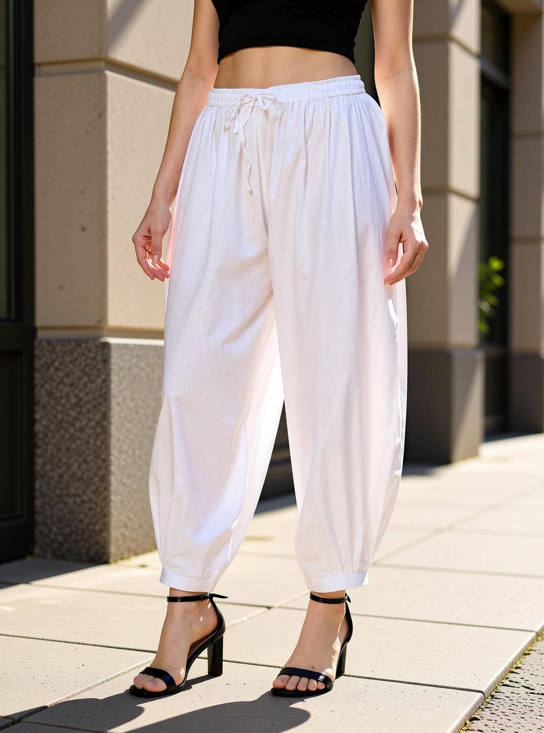 Kate Pretty Solid Cotton Women Harem Pants - Image 2