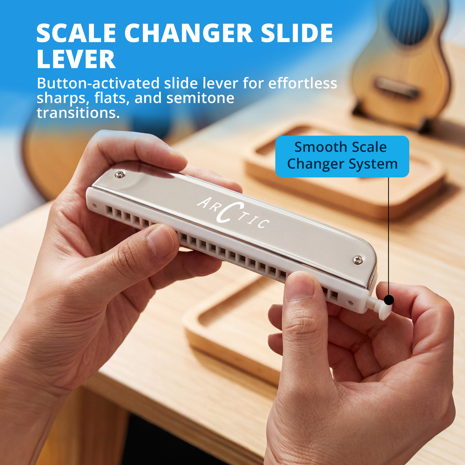Image of Arctic AR-HA24SCS | 24-Hole C Scale Chromatic Harmonica with Scale Changer, Mouth Organ