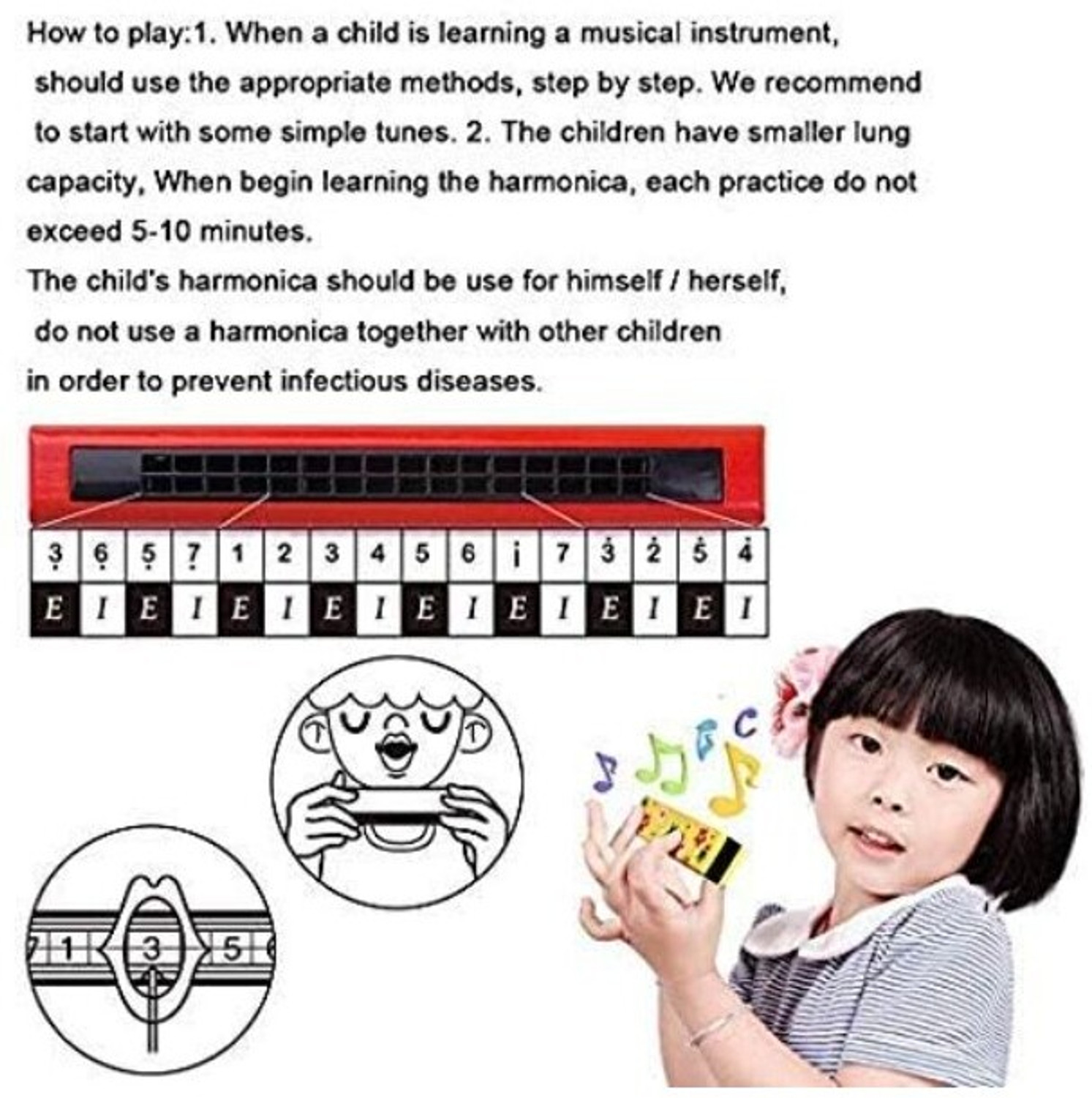 Image of HK Sports Mouth Organ Harmonica 32 holes for Children kids