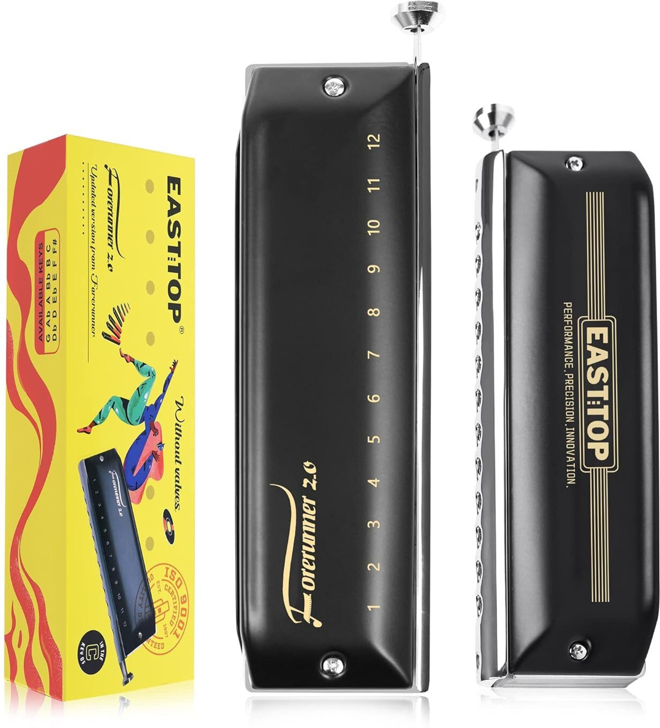Image of Eeast top Updated FORERUNNER 2.0 without valves Chromatic Harmonica 12-Hole 48 Tones C Key