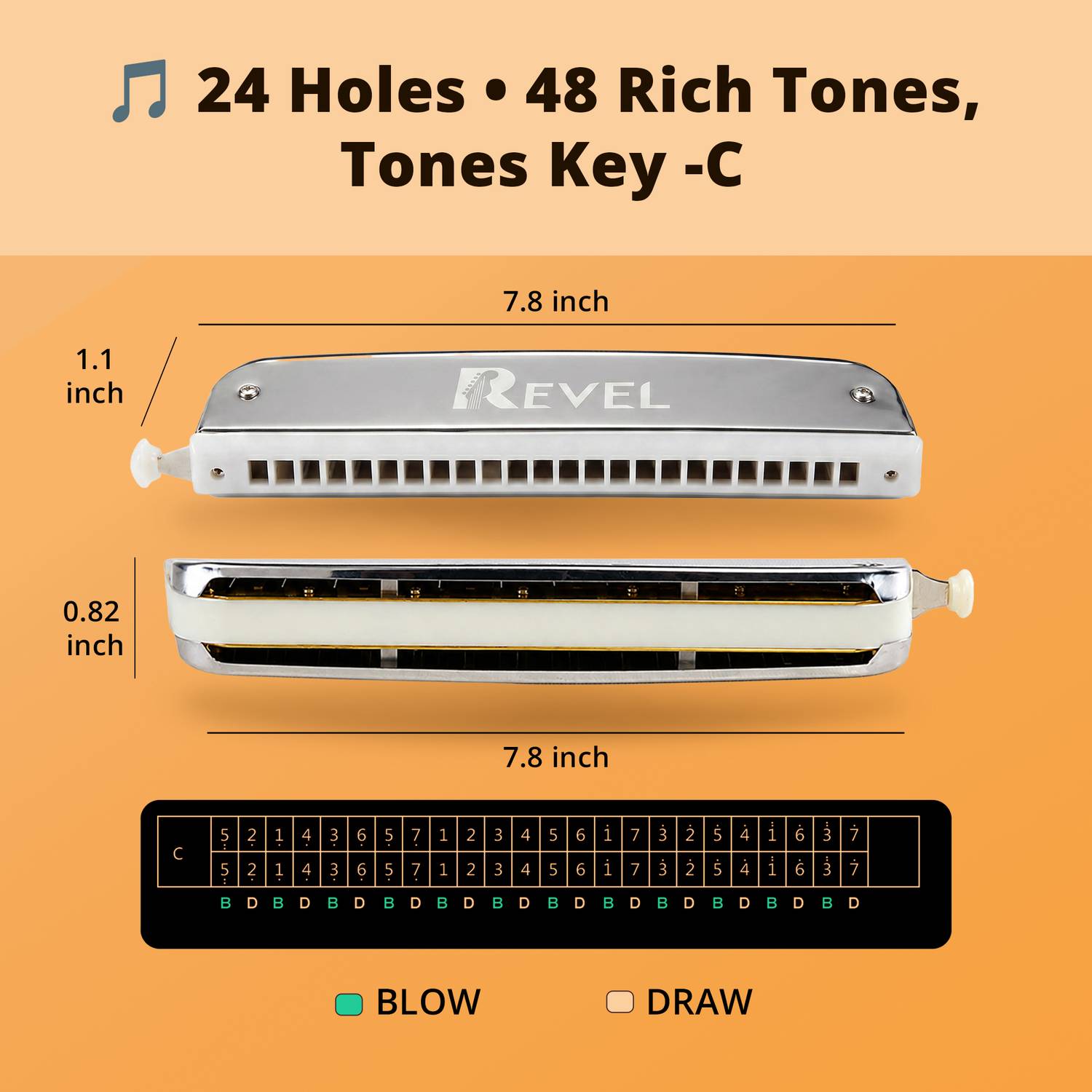 REVEL RVL-HA24SCS Harmonica Silver - Image 2