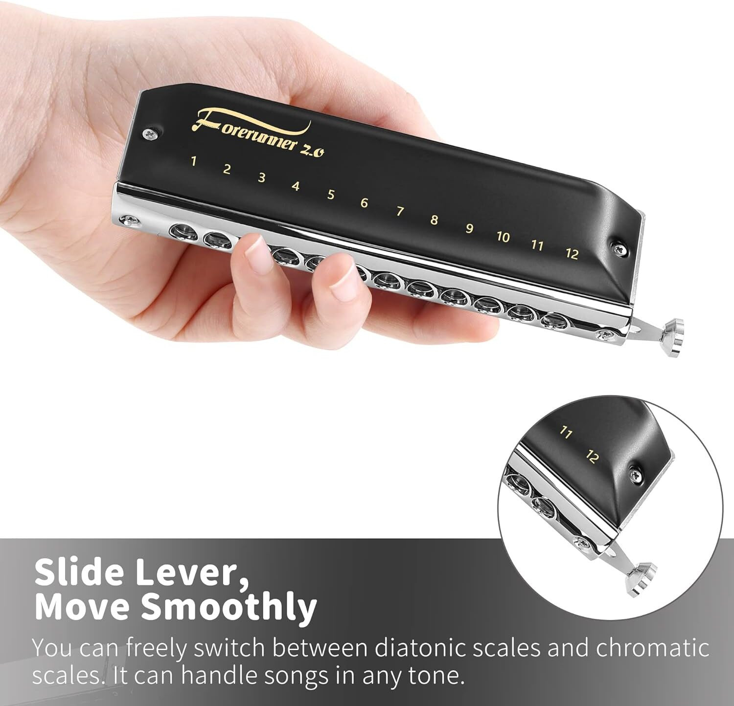 Image of Eeast top Updated FORERUNNER 2.0 without valves Chromatic Harmonica 12-Hole 48 Tones C Key