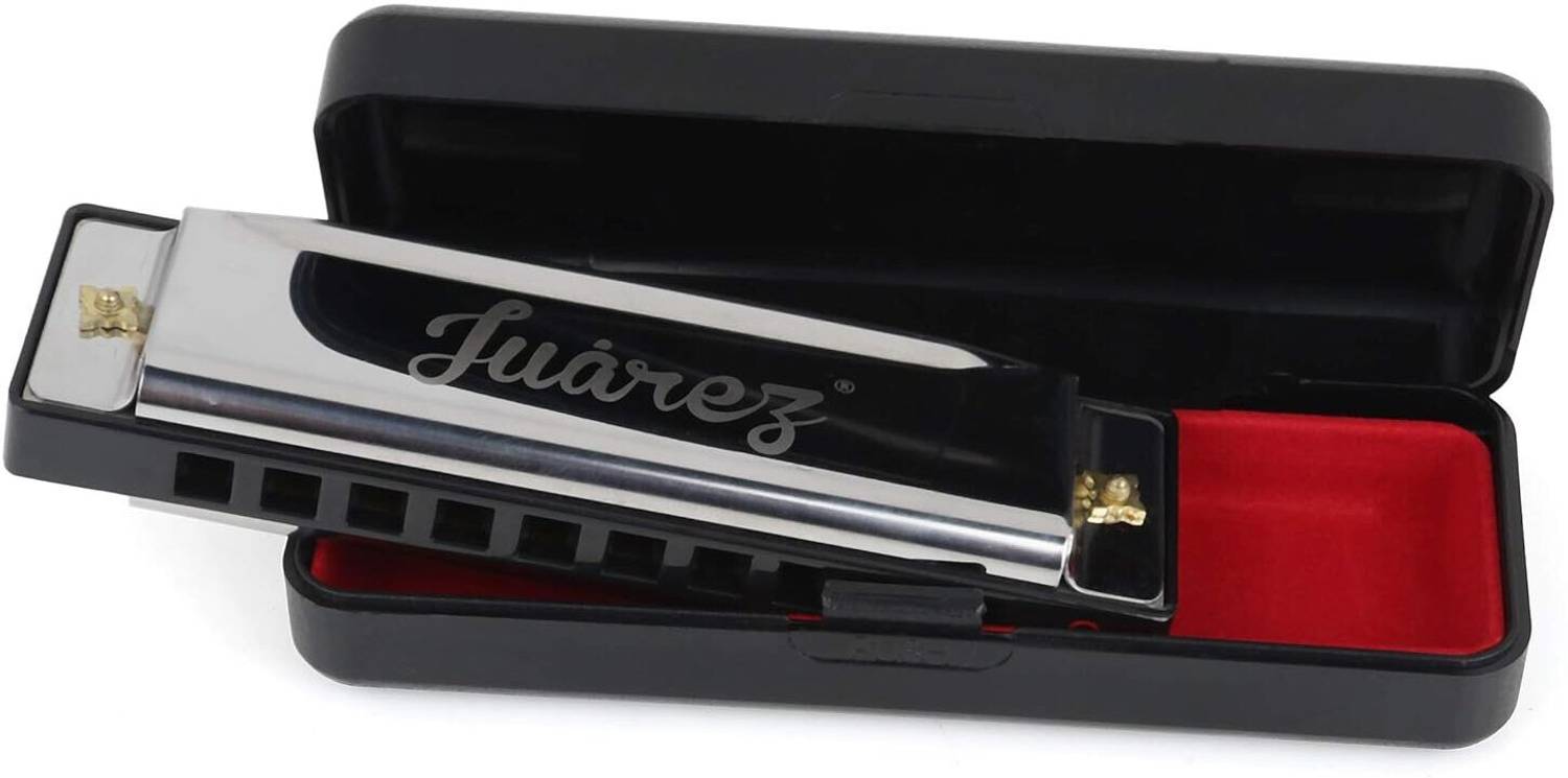 Juarez C Key 10 Hole 20 Tone Harmonica with Case - Image 1
