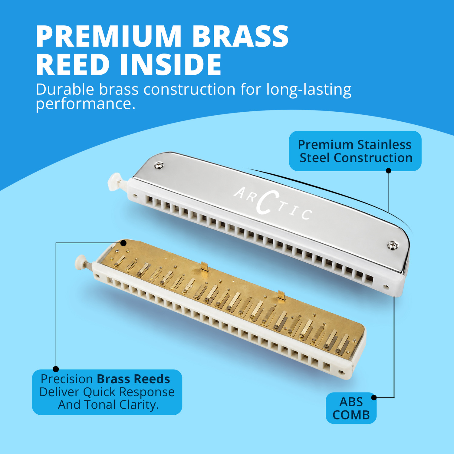 Image of Arctic AR-HA24SCS | 24-Hole C Scale Chromatic Harmonica with Scale Changer, Mouth Organ
