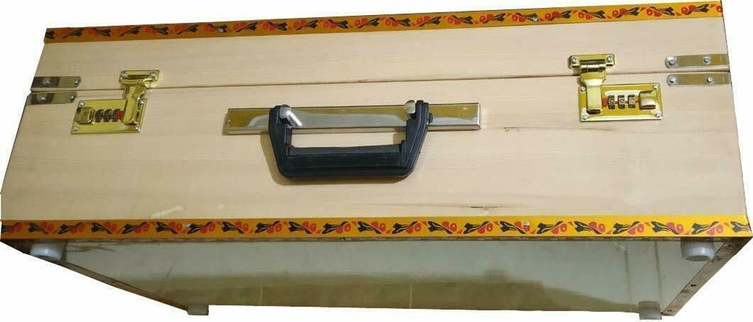 Image of Naad Indian Calcutta Premium Portable Harmonium Standard 3 1 /2 Octave Double 2 Reed Set With Bag 3.5 Octave Hand Pumped Harmonium