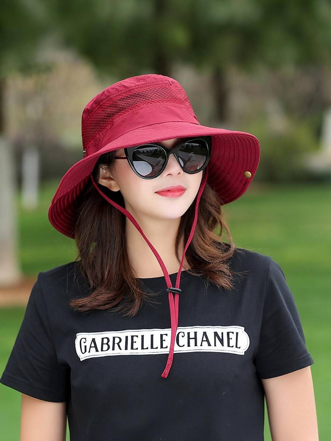 AlexVyan Round Crown Hat Sun Visor Hat for Women UV Protection Wide Brim Summer Cap.