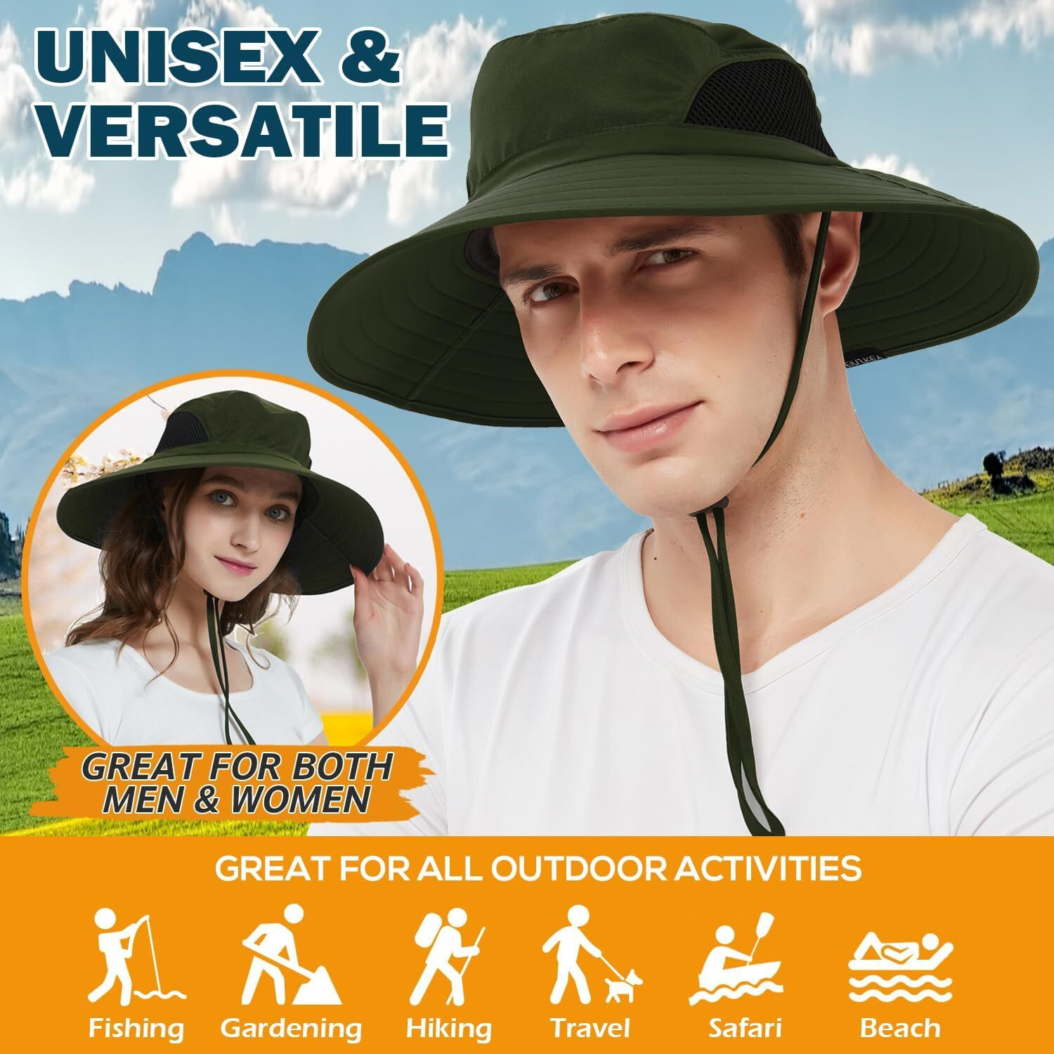 Image of HSR Stylish Summer Sun Protection Round Hat Cap for Men Women, UV Protection