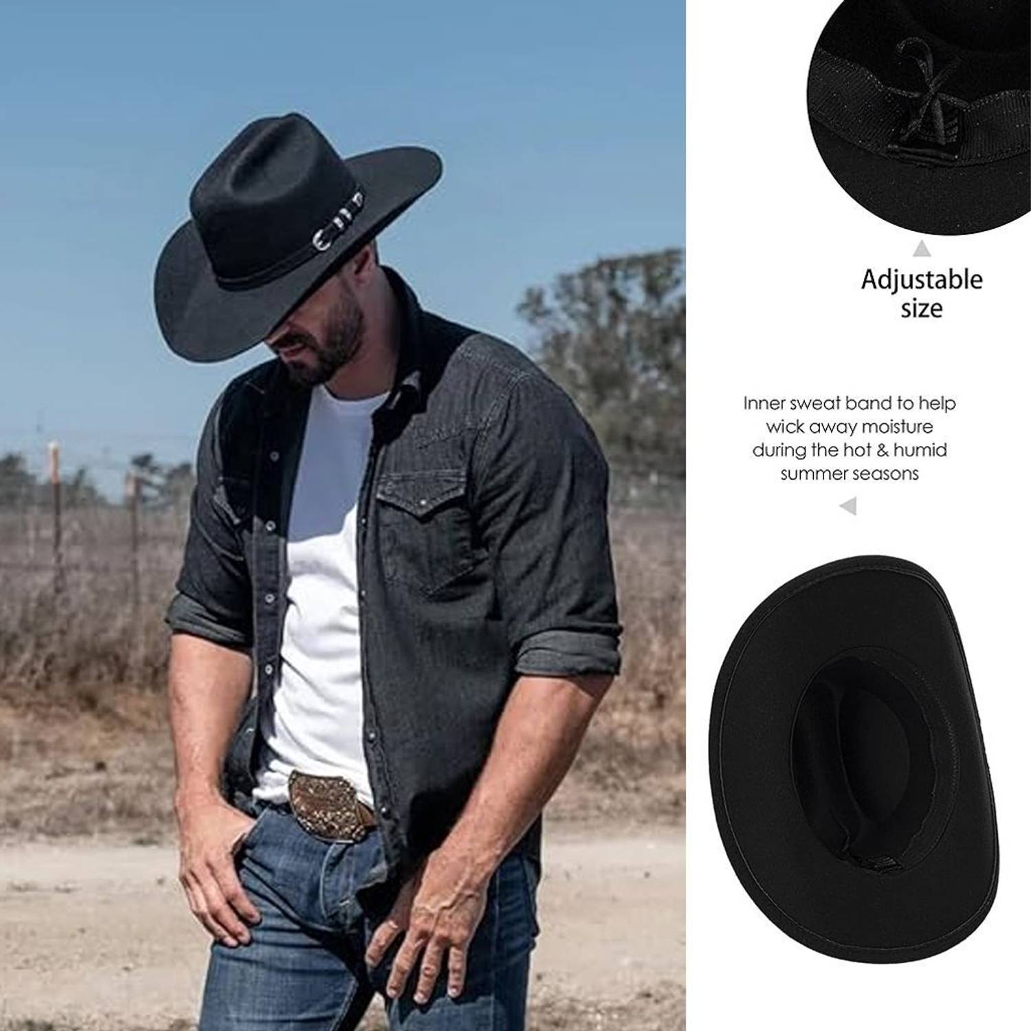 SERPLEX Cowboy Hat Black Pack of 1 - Image 5