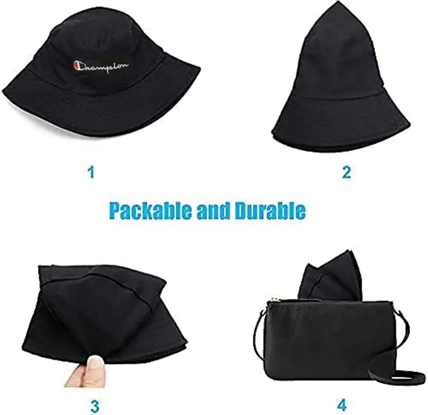 Image of Highever Trendy Unisex Embroidered foldable cotton Reversible Bucket Hat