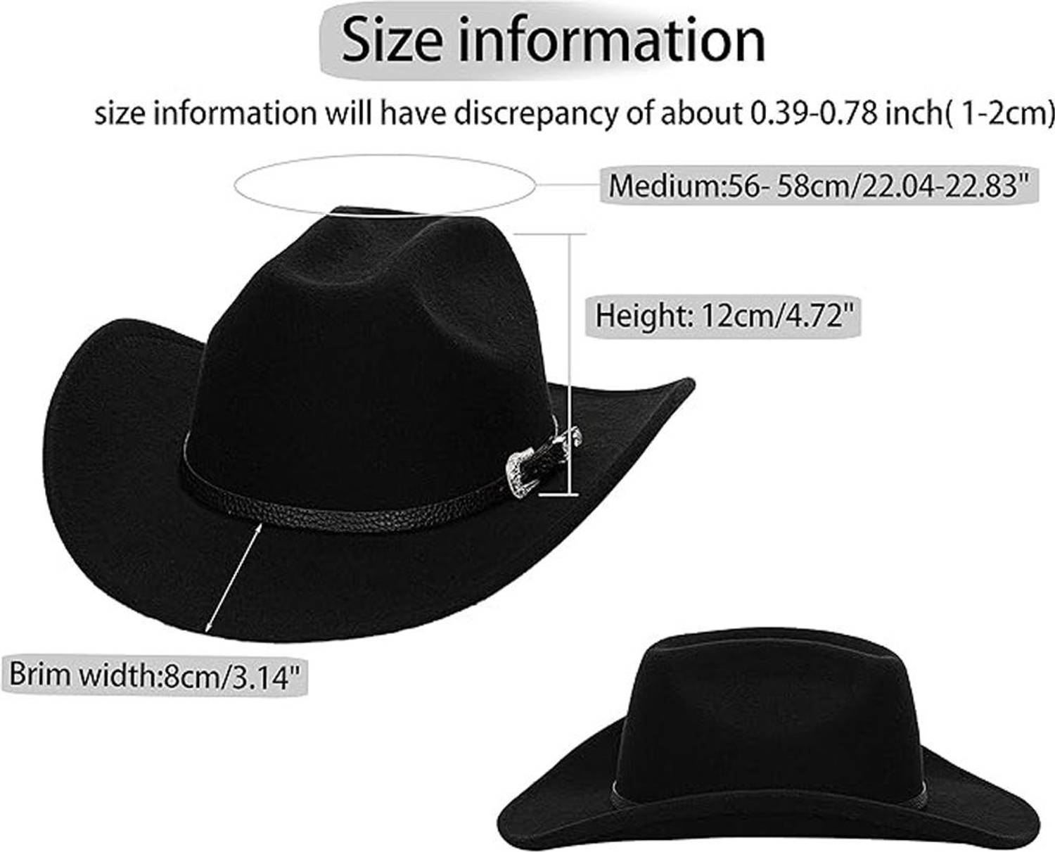 SERPLEX Cowboy Hat Black Pack of 1 - Image 3