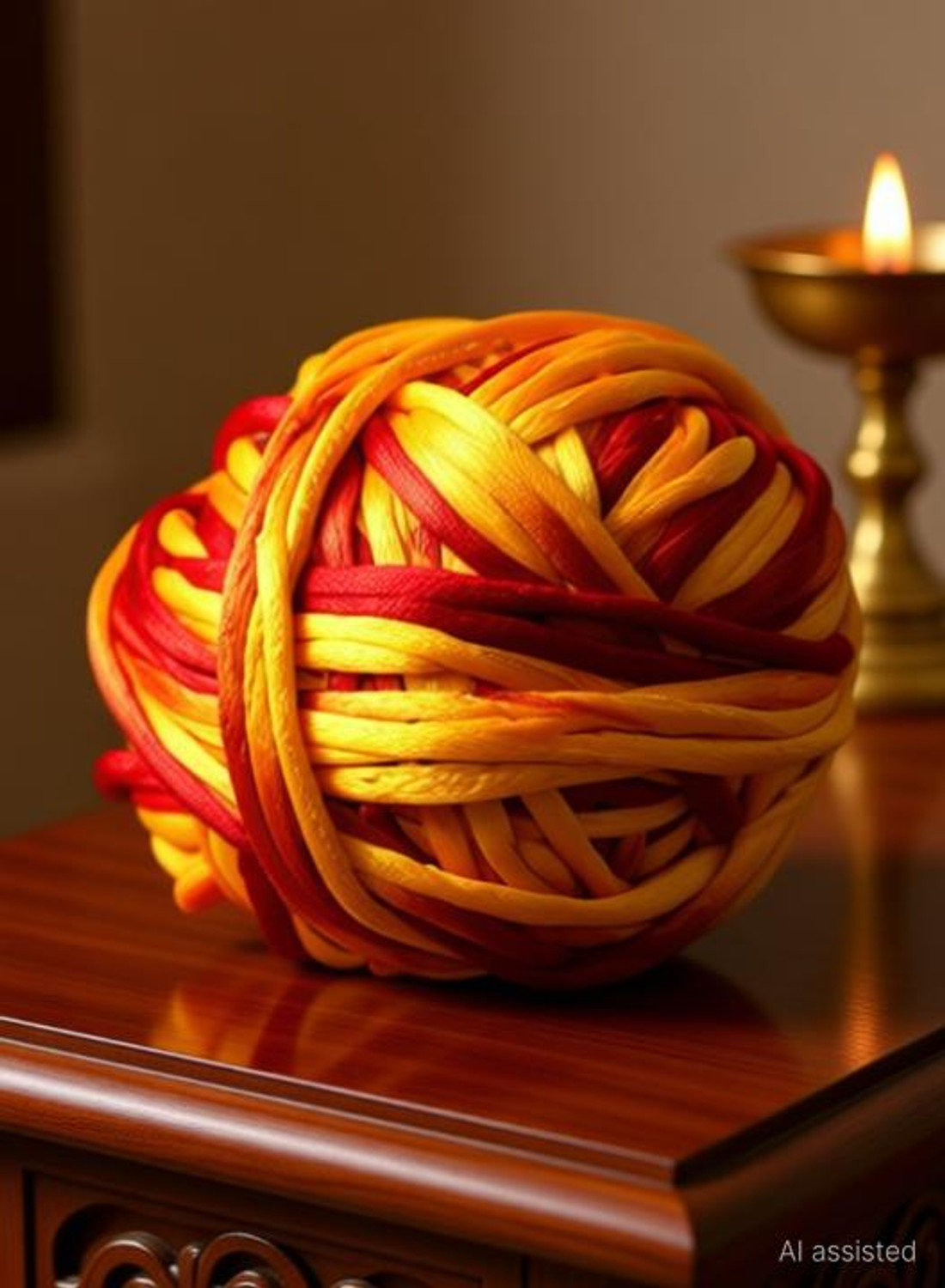Image of gofii Silk Mauli - Kalawa - Raksha Sutra with two natural colours Red and Saffron in silk thread 15 Meters Thread