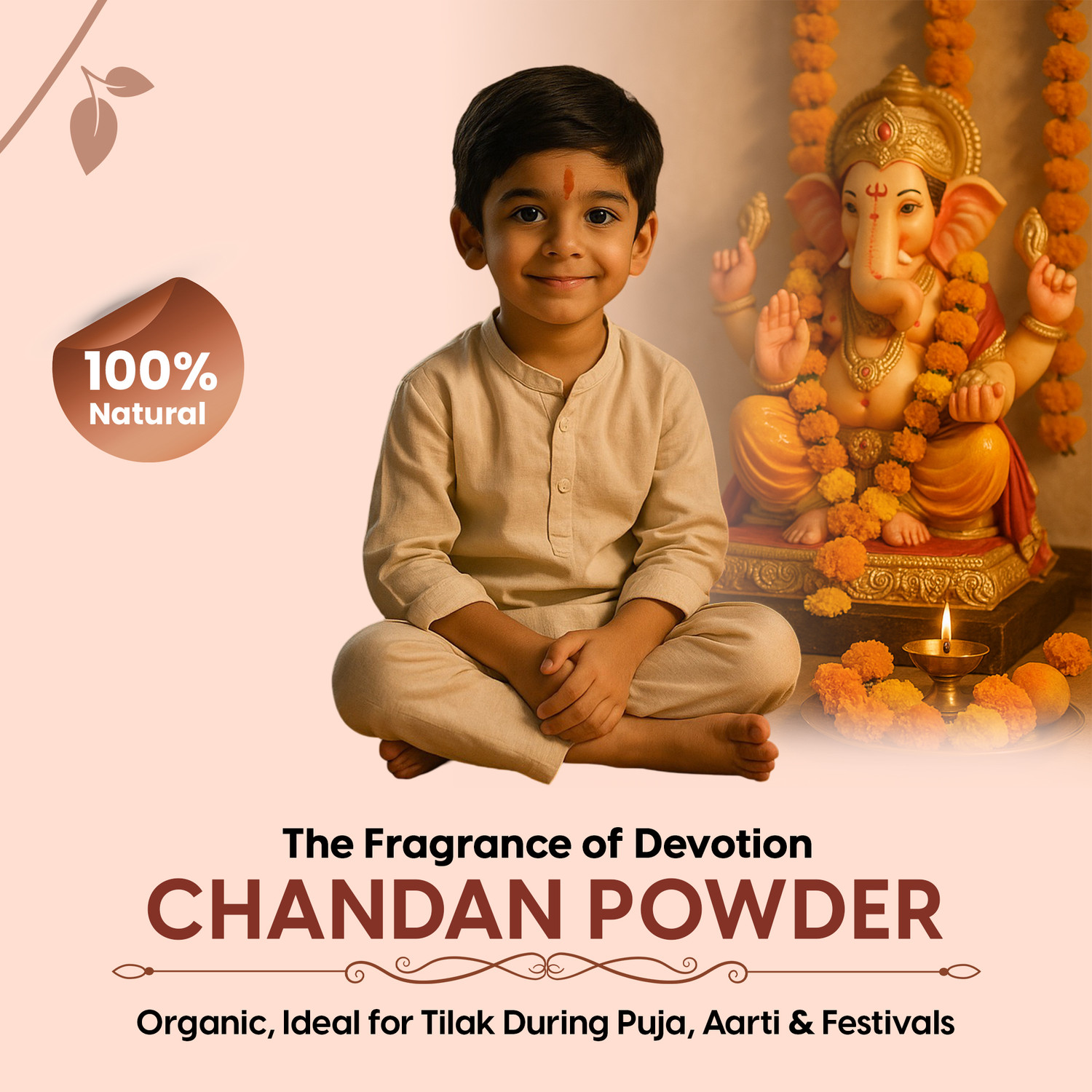 Image of CHITRASHILA 100% Pure Premium Chandan Powder Cooling & Herbal Tilak /Tika for Pooja, & Hawan