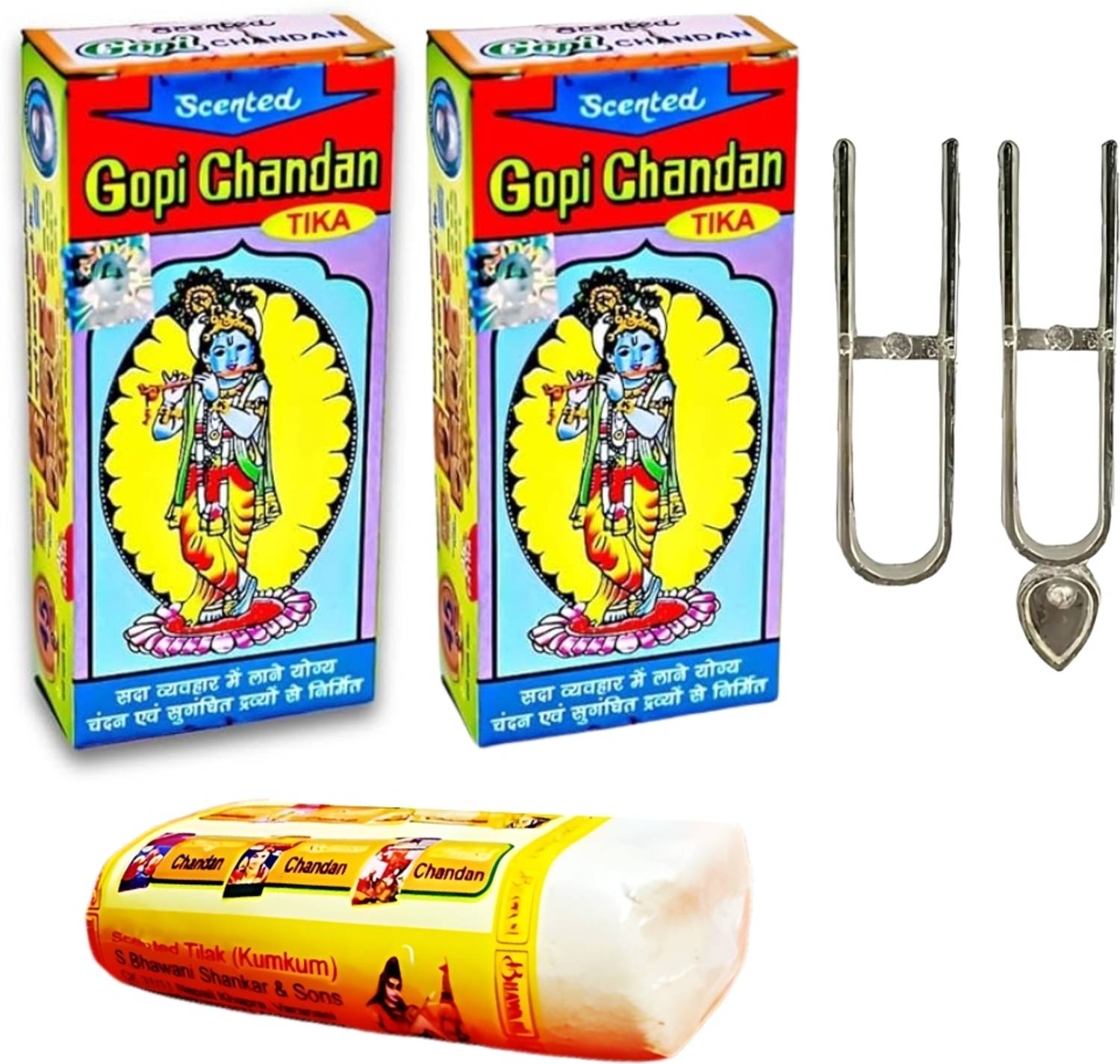 BHAKTI SHRINGAR Gopi Chandan Tika, Used in ISKCON Temples, Pack of 2 x 70 Grams Each