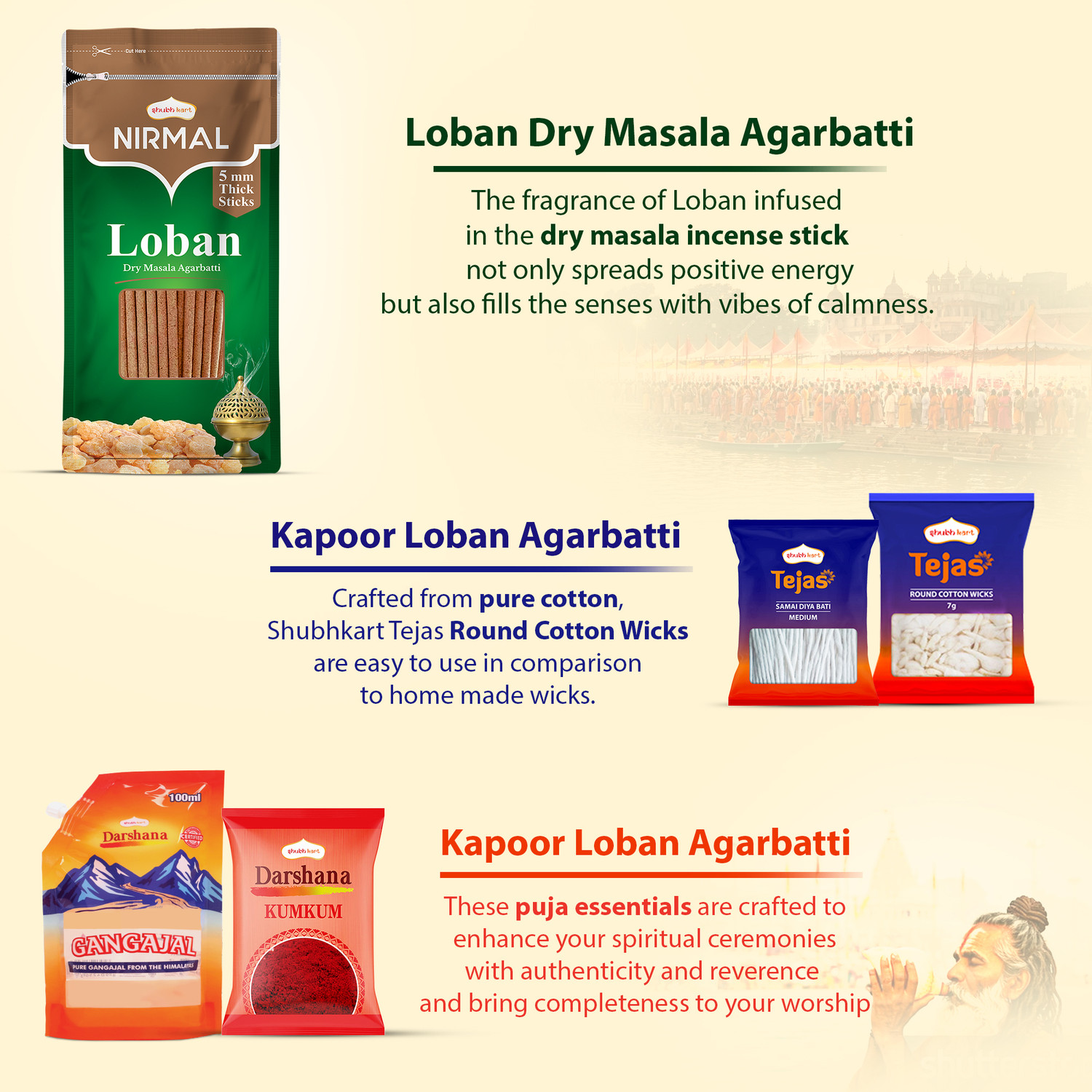 Image of Shubhkart Maha Kumbh Pooja Samagri Kit - Pack of 8