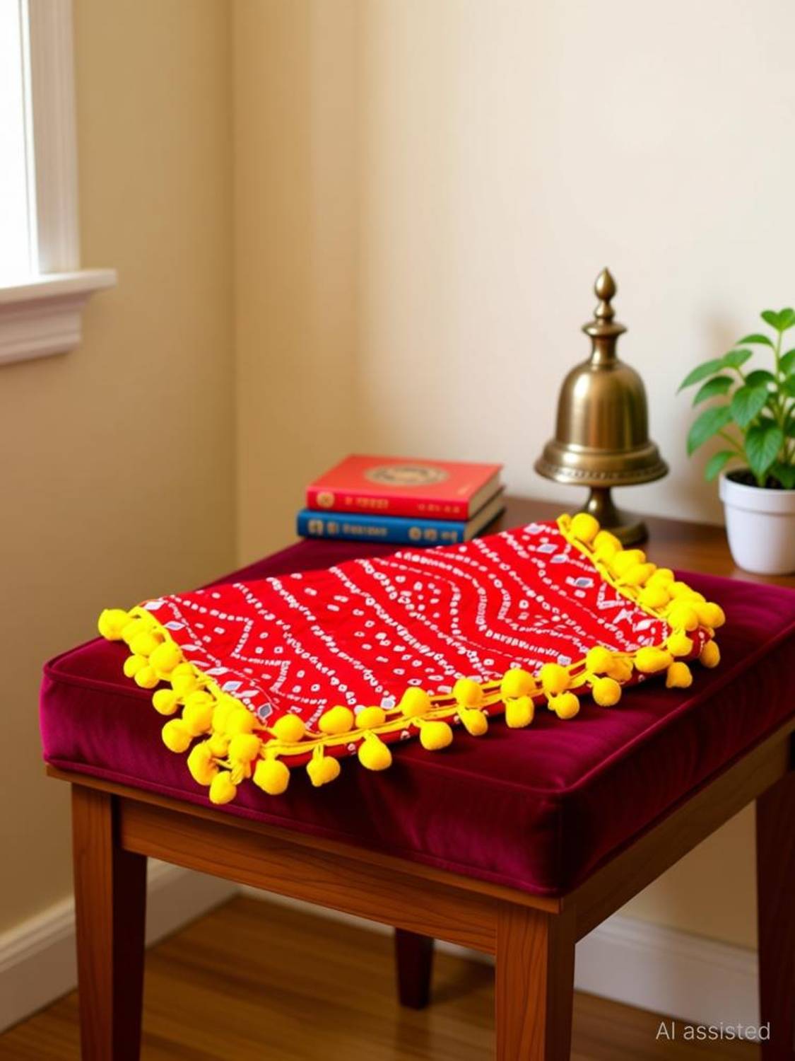 SAAMAGREE Mata Rani Chunari for Navratri & Diwali Puja Handmade Dupatta Embroidery Chunri